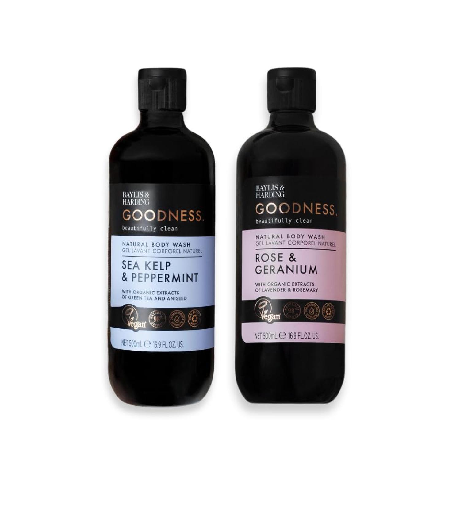 Buy Baylis & Harding Goodness Body Wash - Rose & Kelp Scent | 98% Naturally Derived Vegan & Dermatologist Approved - International Shipping Available - Buy Online on GoSupps.com