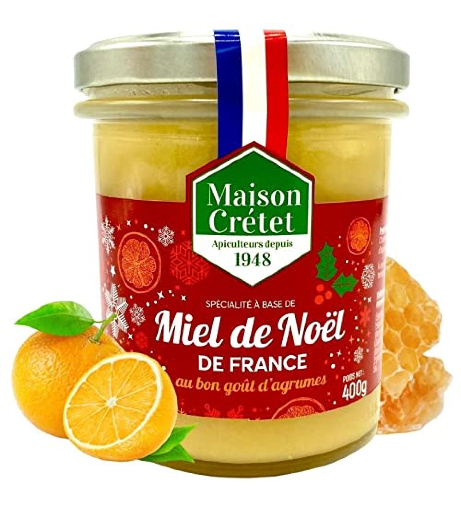 Maison Cr tet | Christmas honey | Honey from France | With a good citrus taste | Glass jar | Gift honey | preparation in 400gr jar - Buy Online on GoSupps.com