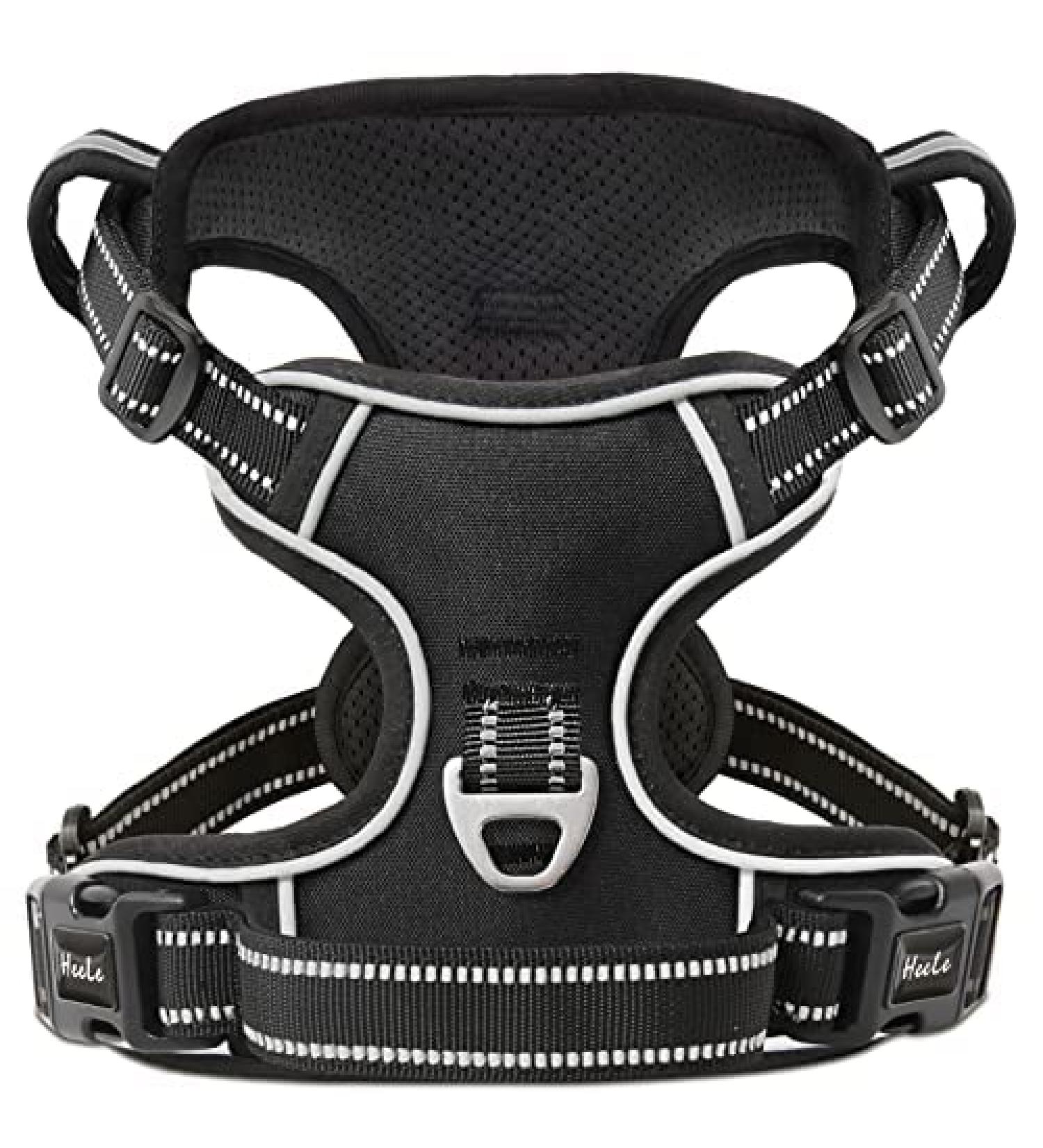 Heele No-Pull Dog Harness for Small Dogs | Soft Breathable Adjustable Reflective | XS Black - Anti-Pull with Padded Handle - Buy Online on GoSupps.com
