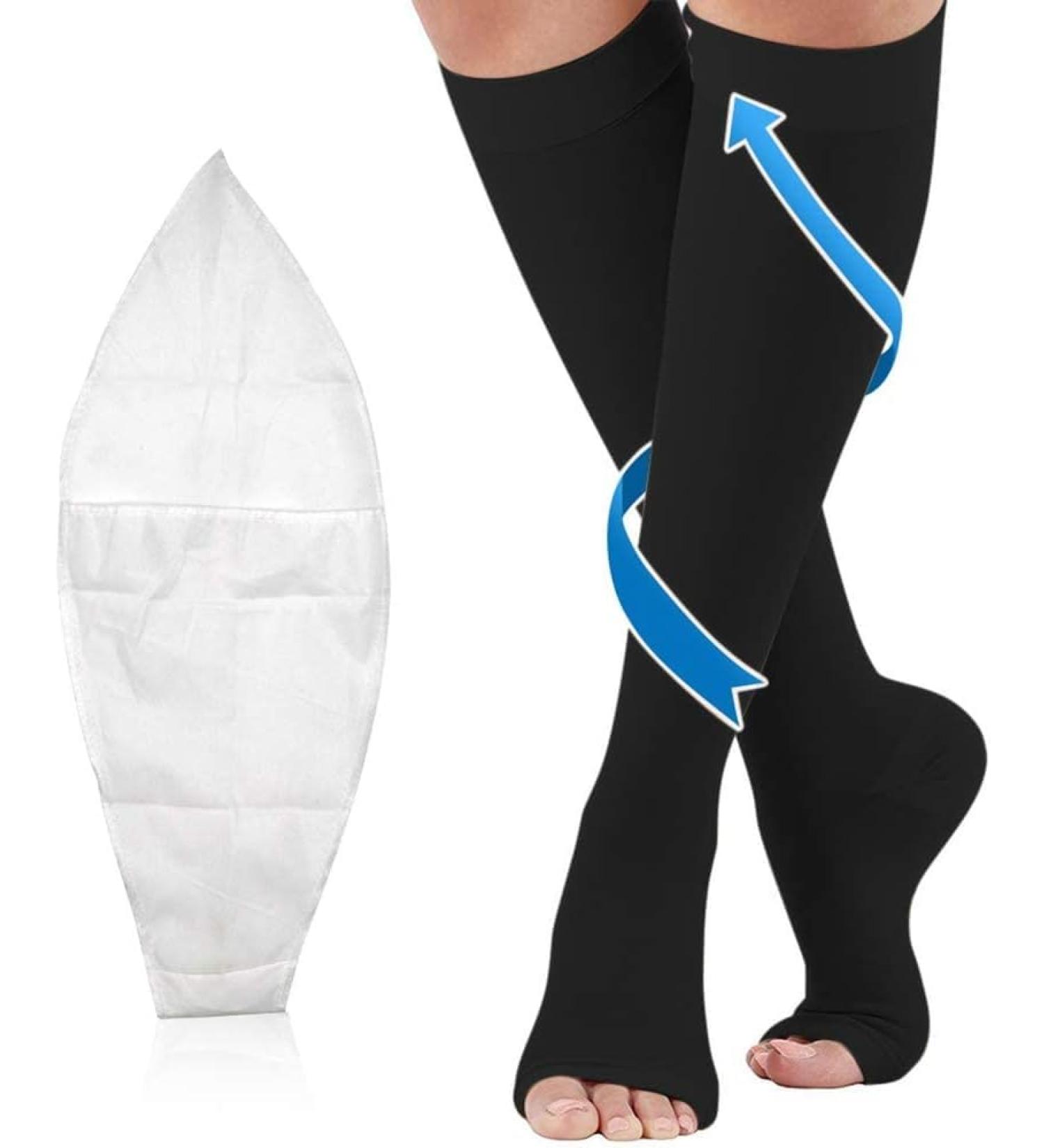 Buy Medical Compression Stockings for Men & Women 20-30 mmHg | Support for Varicose Veins & Circulation | Gradient Compression - Black XL - Buy Online on GoSupps.com