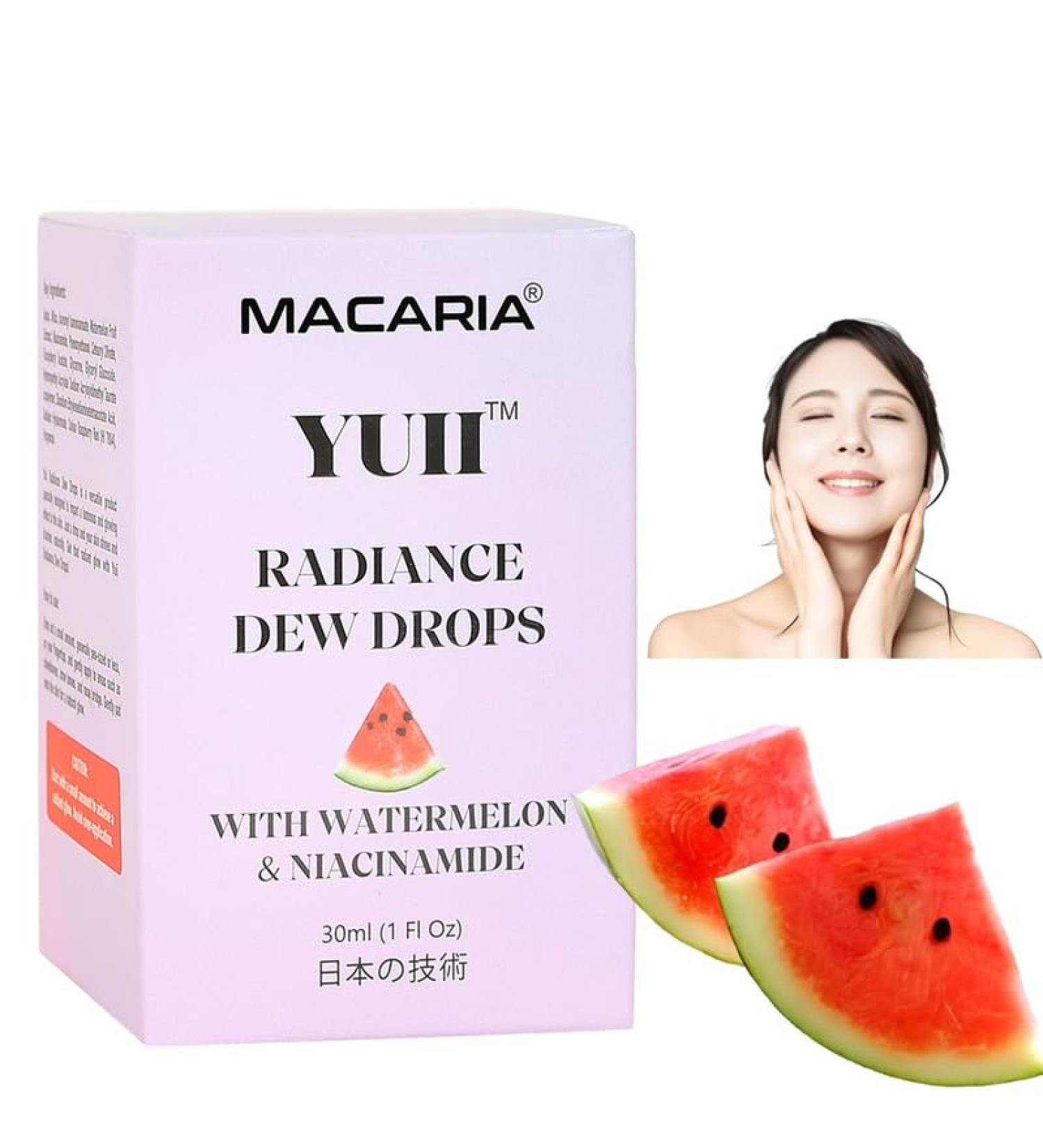  MACARIA YUII Dew Drops Watermelon Niacinamide Face Moisturize Serum Lightweight Facial Glow Serum & Priming Liquid Highlighter (Japanese Recipe) - Buy Online on GoSupps.com