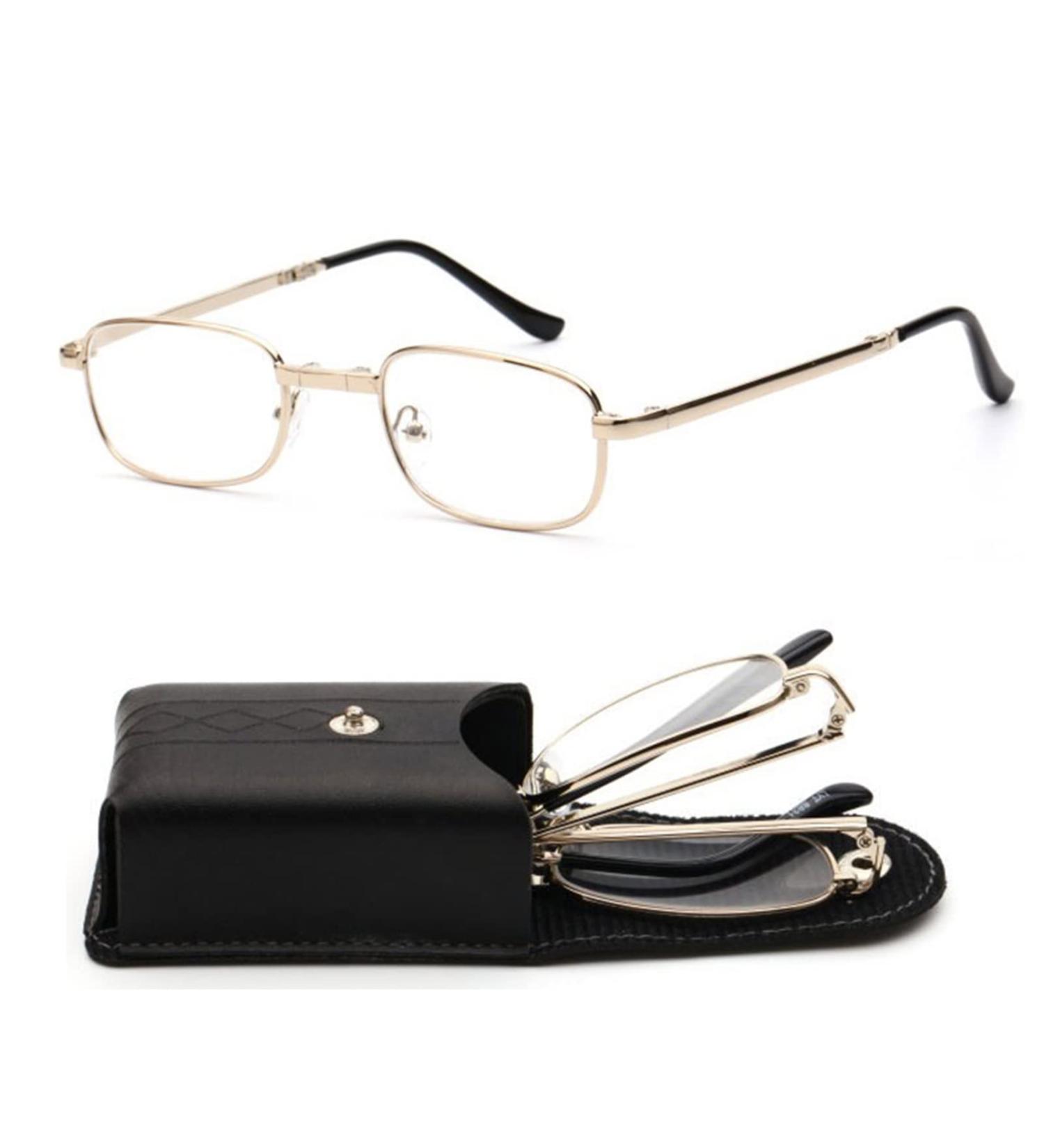 Buy Foldable Reading Glasses for Men & Women - Comfortable Portable Presbyopic Glasses in Gold (Size 2.5) | International Shipping - Buy Online on GoSupps.com