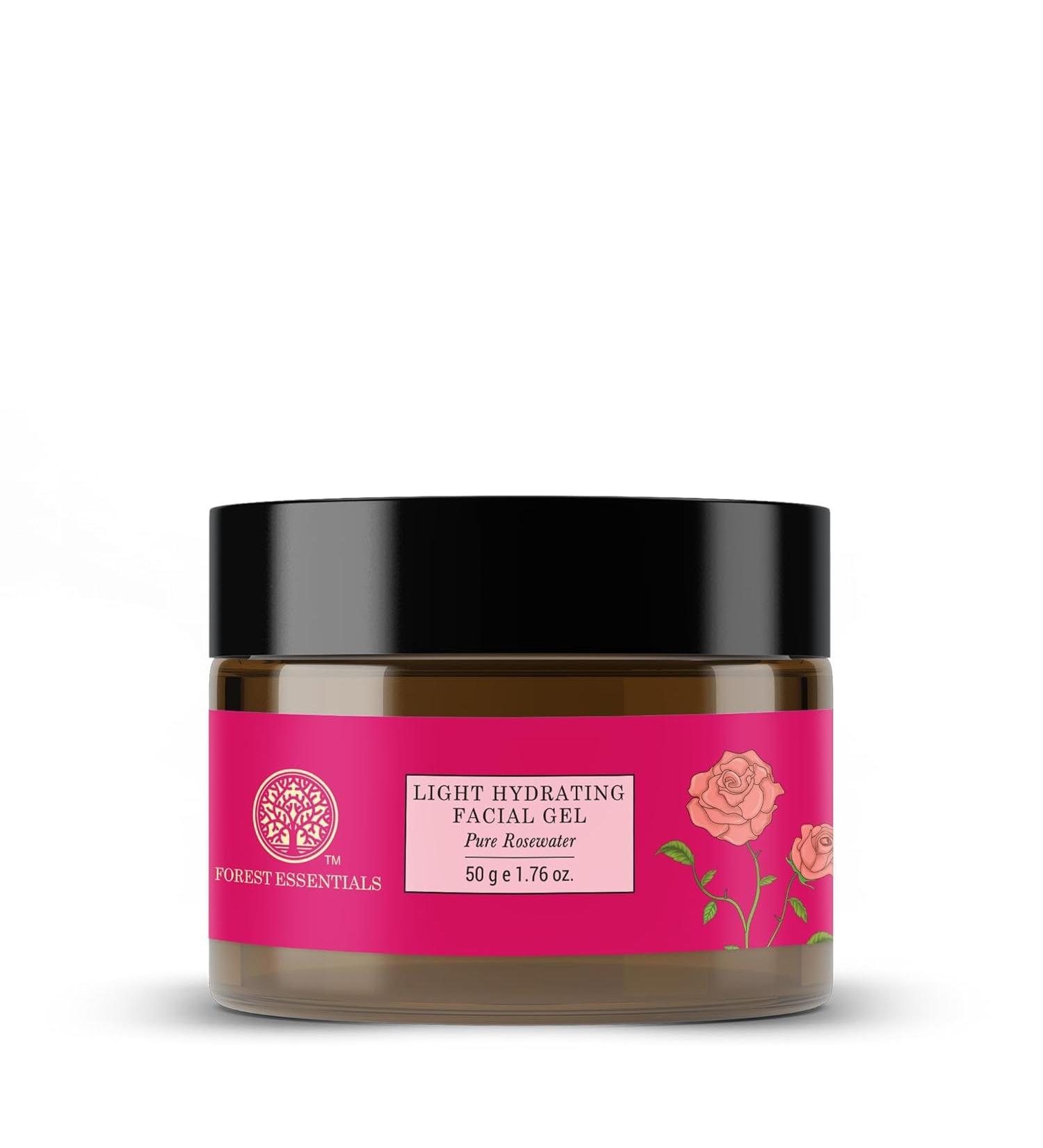 Forest Essentials Light Hydrating Facial Gel - Pure Rosewater | Soothes & Renews | Unisex Face Gel 50g - Buy Internationally - Buy Online on GoSupps.com