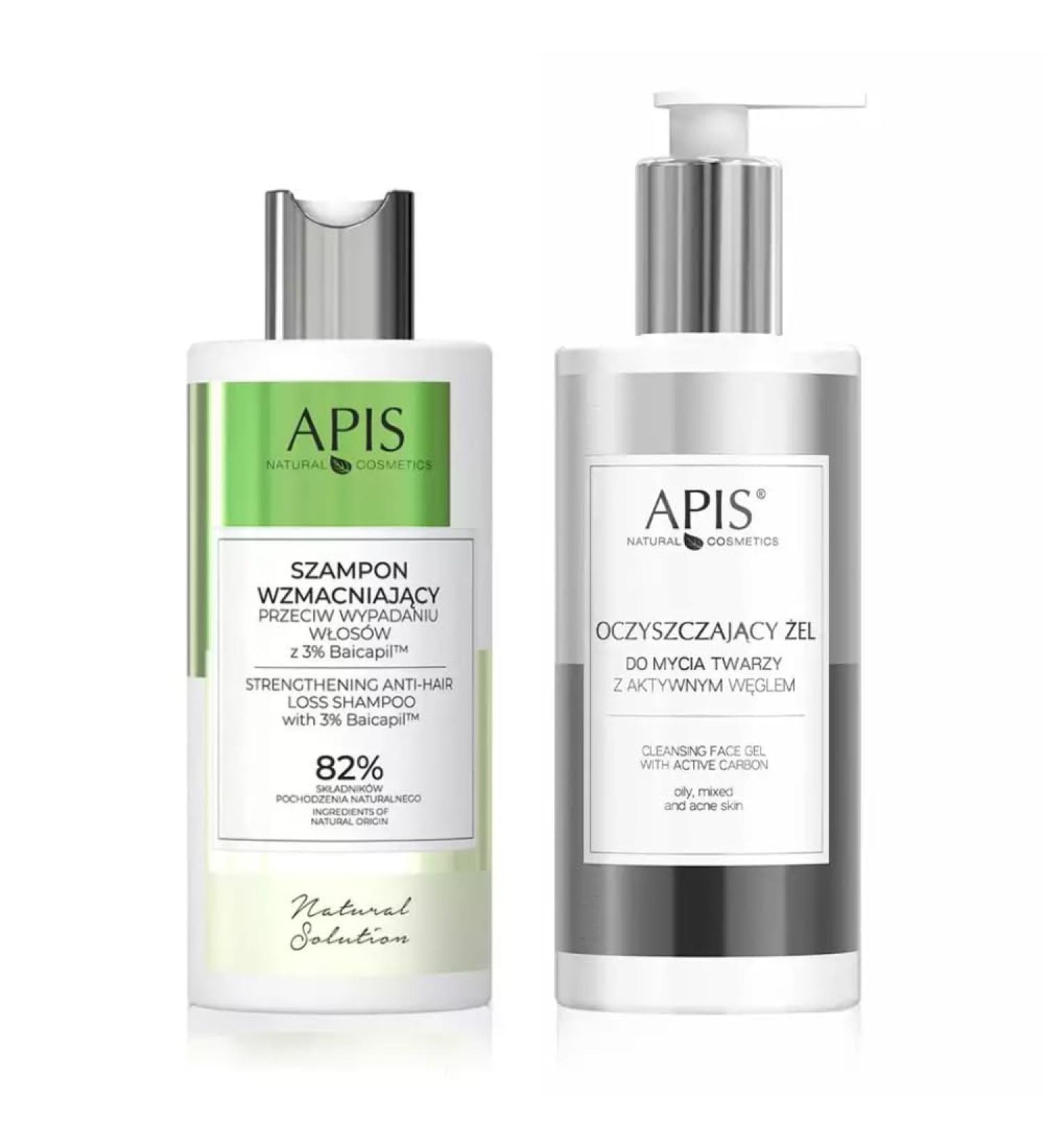 Bee APIS Maintenance Set Cleansing facial wash gel & strengthening shampoo skin cleansing with carbon dioxide & hair regeneration with Baicapil 2 x 300 ml