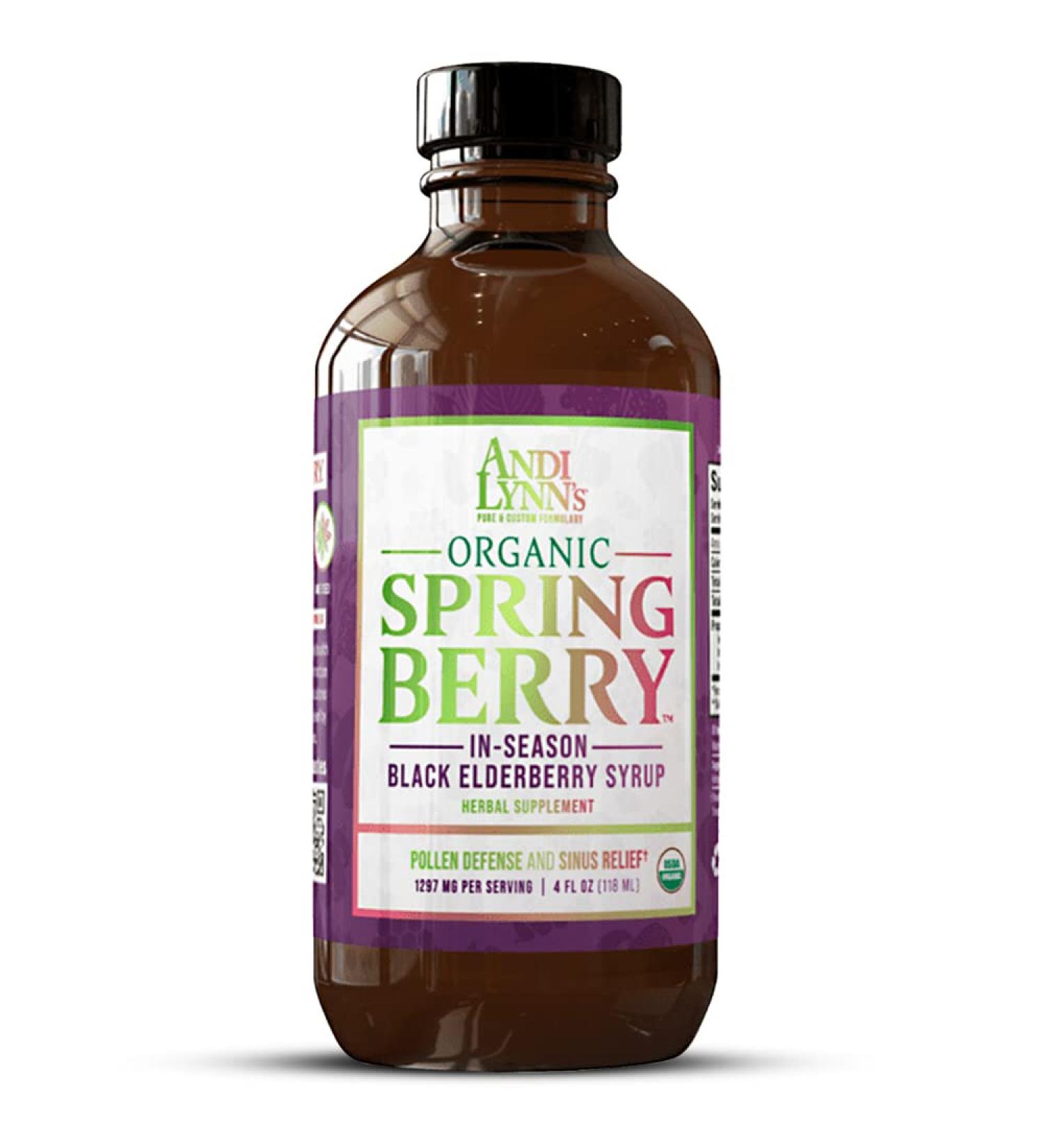 Andi Lynn's Organic Black Elderberry Syrup - Pollen Defense & Sinus Relief - 4 oz - Herbal Immune Support for Kids & Adults - Buy Online on GoSupps.com