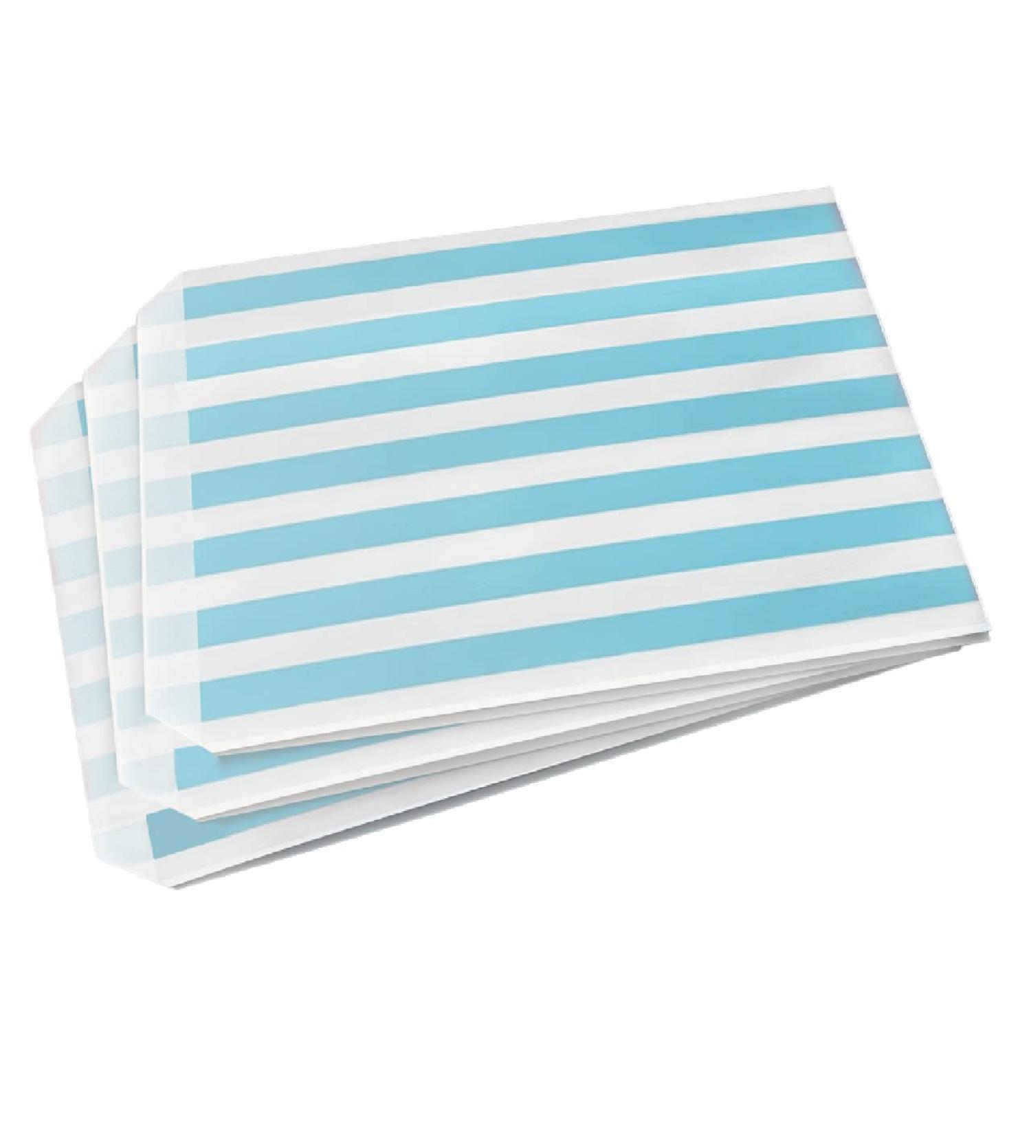 Sabco - 100 Blue Sweet Candy Striped Paper Bags 5 x 7" for Confectionary Party Favour Pick n Mix Wedding Sweets Gift Bag (100 5 x 7") 100 5 x 7"