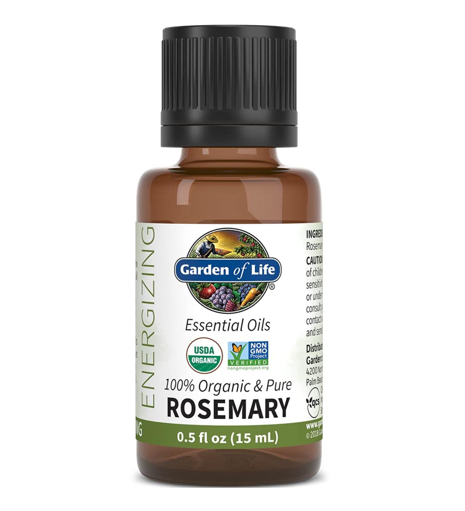 Garden of Life 100% Organic Rosemary Essential Oil - 15ml | Pure, Undiluted, Non-GMO for Diffuser & Aromatherapy - Buy Online on GoSupps.com