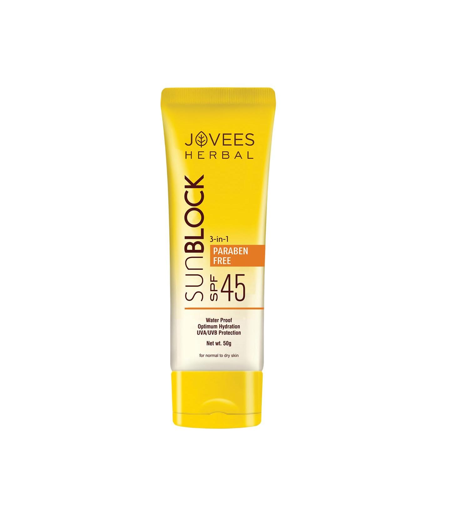Jovees Anjeer & Carrot Sunblock SPF 45 - 100g | Best Sunscreen for All Skin Types - International Shipping Available - Buy Online on GoSupps.com