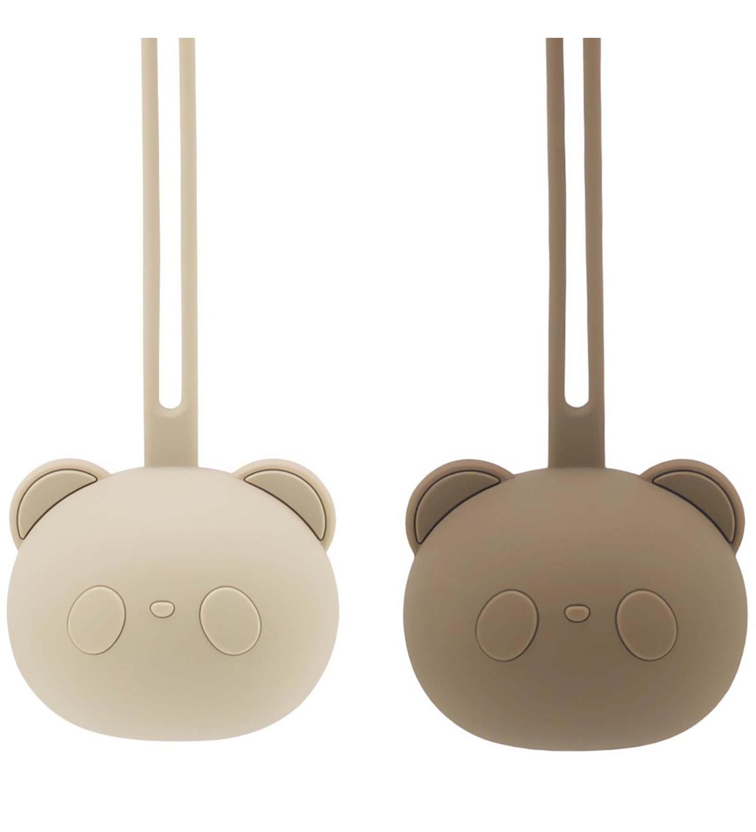 Airfish Silicone Pacifier Box 2 Pack | BPA-Free Baby Bear Pacifier Bag | Travel Slider & Storage Box for Girls | Beige & Brown - Buy Online on GoSupps.com