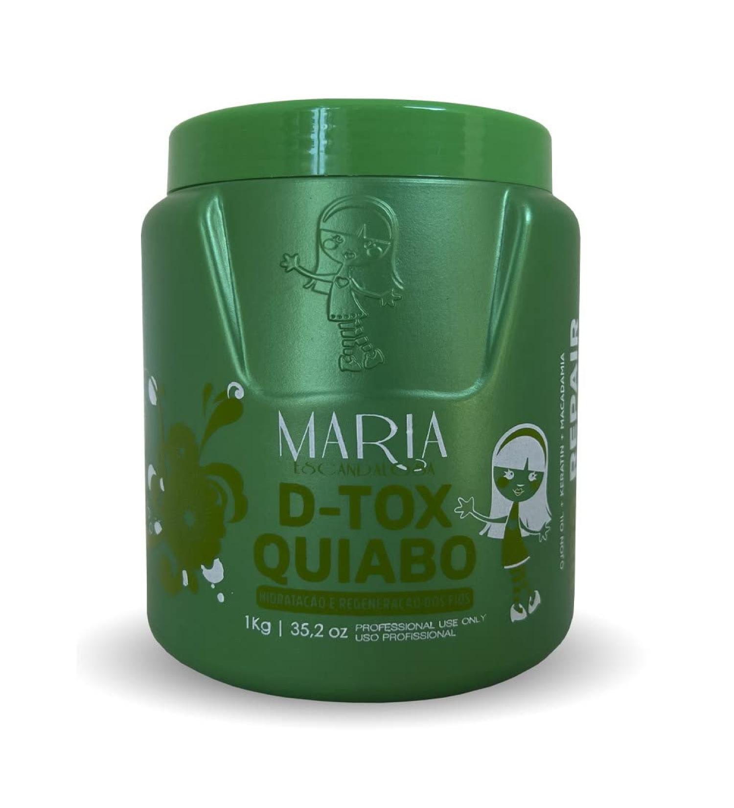 Maria Escandalosa | D-TOX Quiabo Hair Mask | Ojon Oil + Keratin+ Macadamia | 1000 gr / 35.2 oz.
