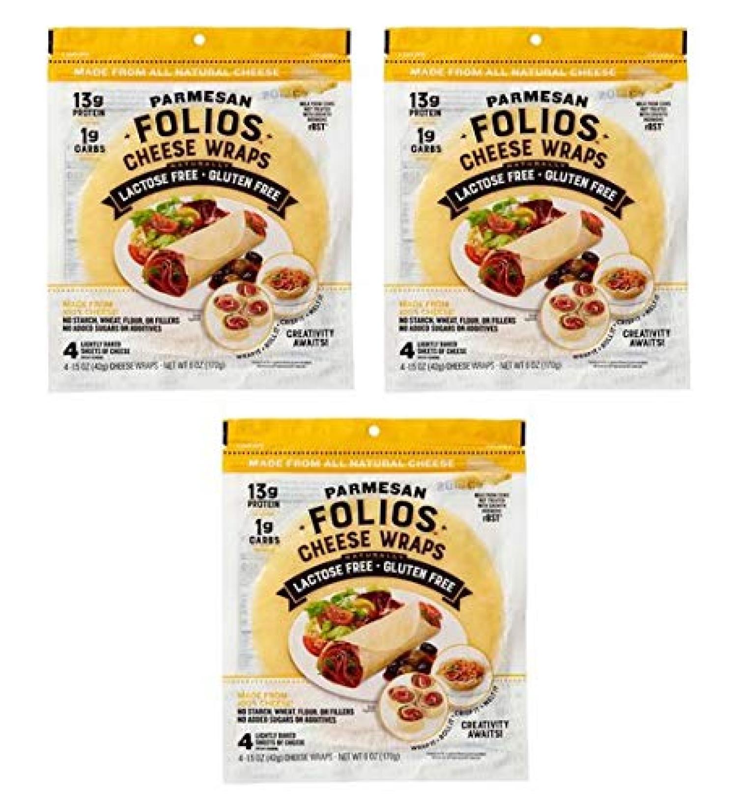 Folios 100% All Natural Cheese Wraps Parmesan 3 Pack