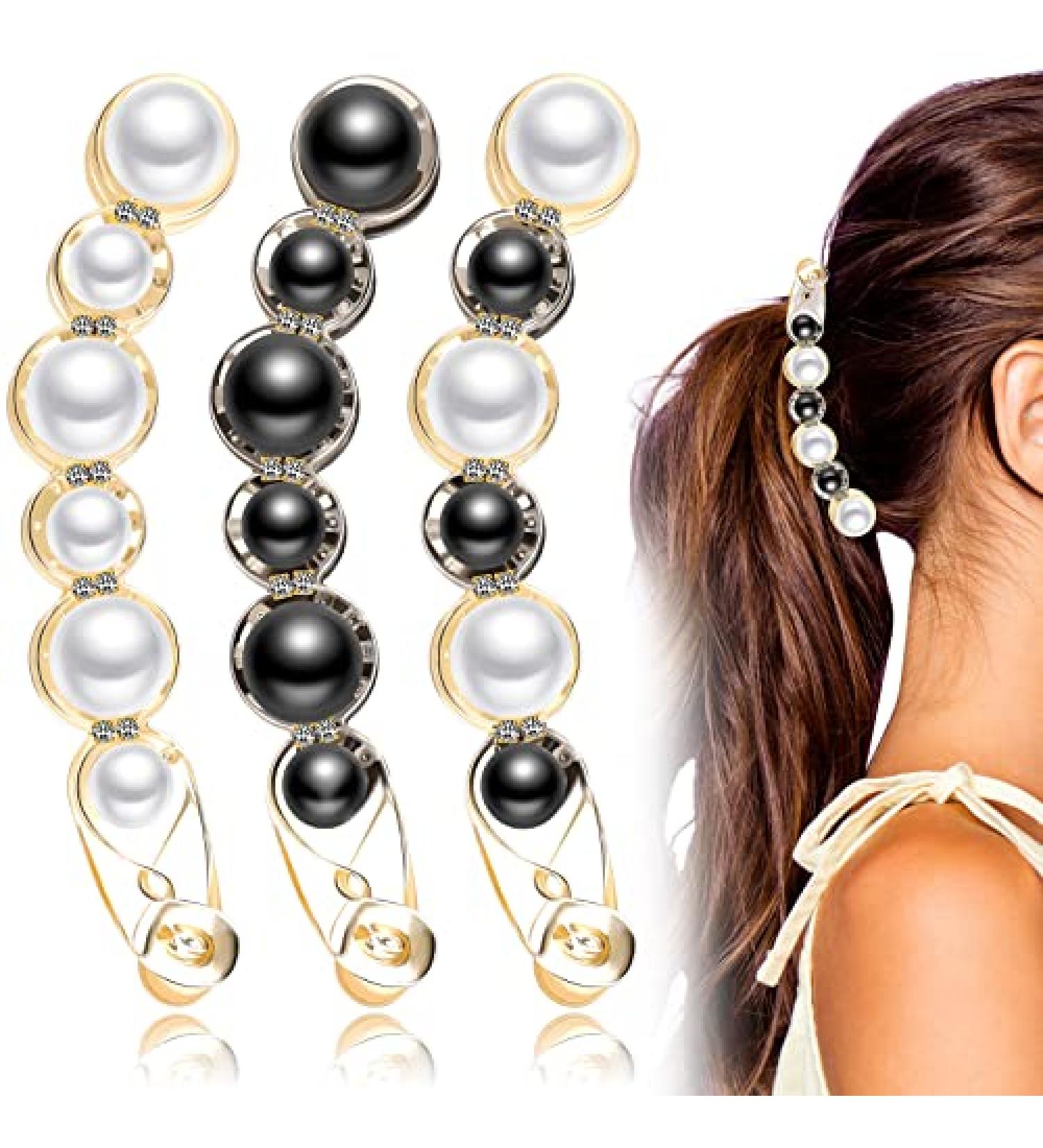 CLDURHGE Large Pearl Hair Claw Clips Pearl Banana Hair Barrettes Artificial Pearl Rhinestone Banana Clips Acrylic Banana Hair Clips Elegant Ponytail Hair Barrettes Hair Accessories(3 Pcs) - Buy Online on GoSupps.com