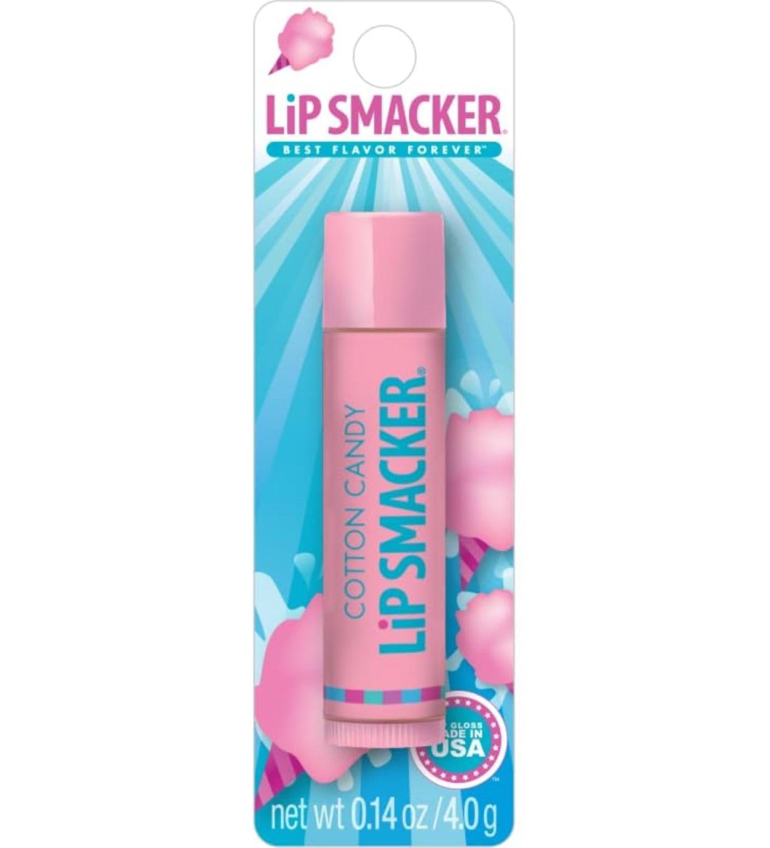 Lip Smacker Cotton Candy Flavoured Lip Balm for Kids Superior Moisture and Lip Smackin' Clear Single Lip Balm New Cotton Candy