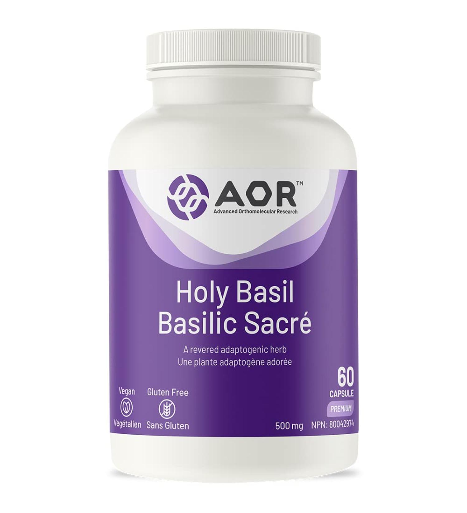 AOR - Holy Basil 500mg 60 Capsules - Holy Basil Extract for Natural Anti Inflammatory Pain Relief and Blood Sugar Balance Supplement - A Revered Adaptogenic Herb - Holy Basil Capsules - Buy Online on GoSupps.com