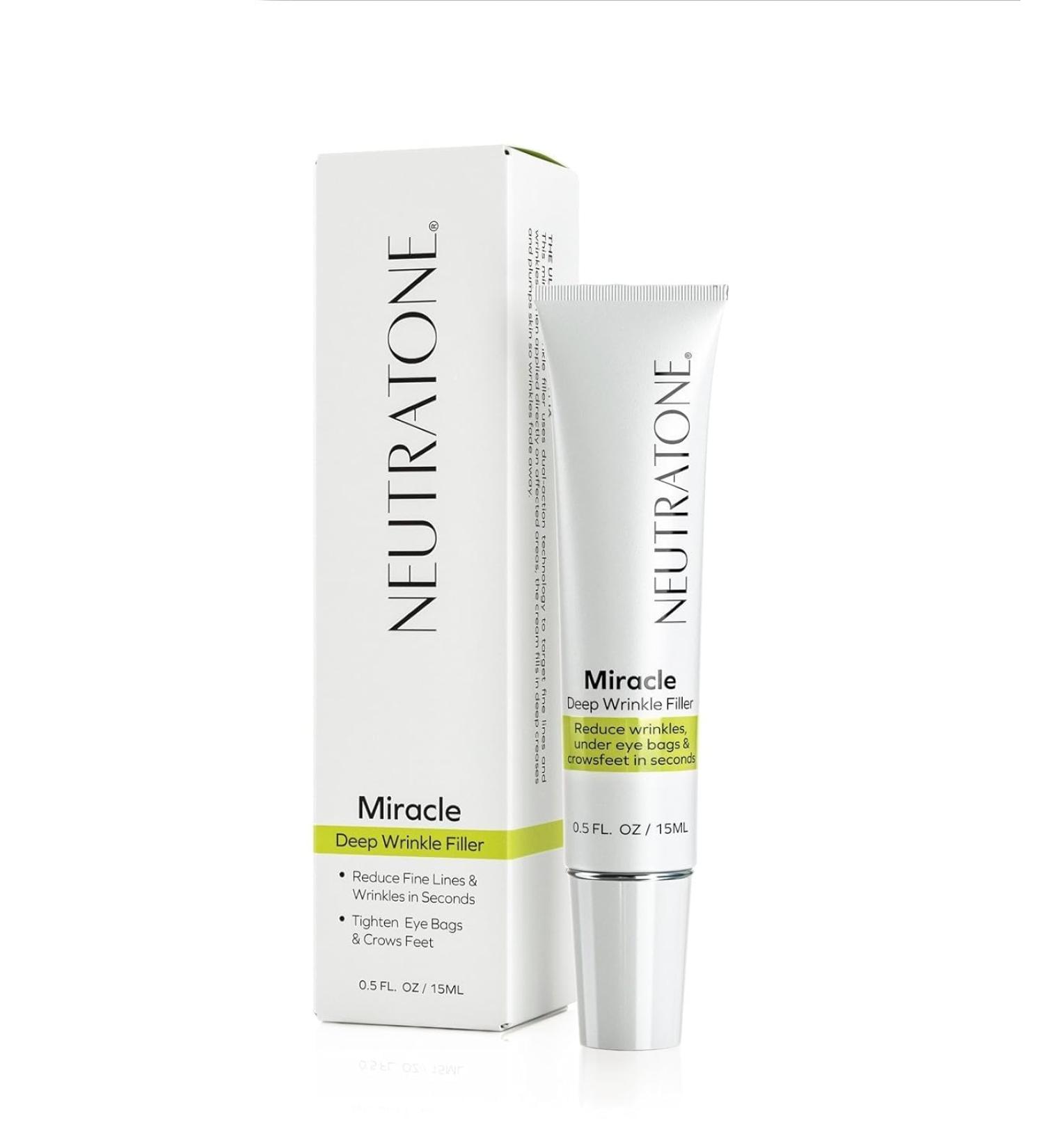 Neutratone Miracle Wrinkle Filler Instant Results in 90 Seconds with Hyaluronic Acid Minimizes Lines Bags & Pores Lightweight Under-Eye Cream - Buy Online on GoSupps.com