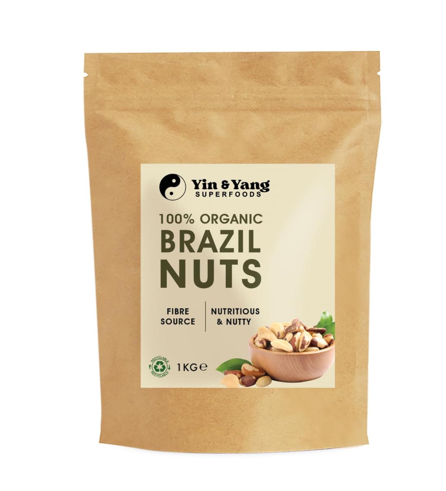 Organic Brazil Nuts 1kg by Yin & Yang Superfoods | Raw & Natural | Premium Quality Source of Fibre, Protein & Selenium | Antioxidant-Rich, Certified Organic, GMO-Free - Buy Online on GoSupps.com