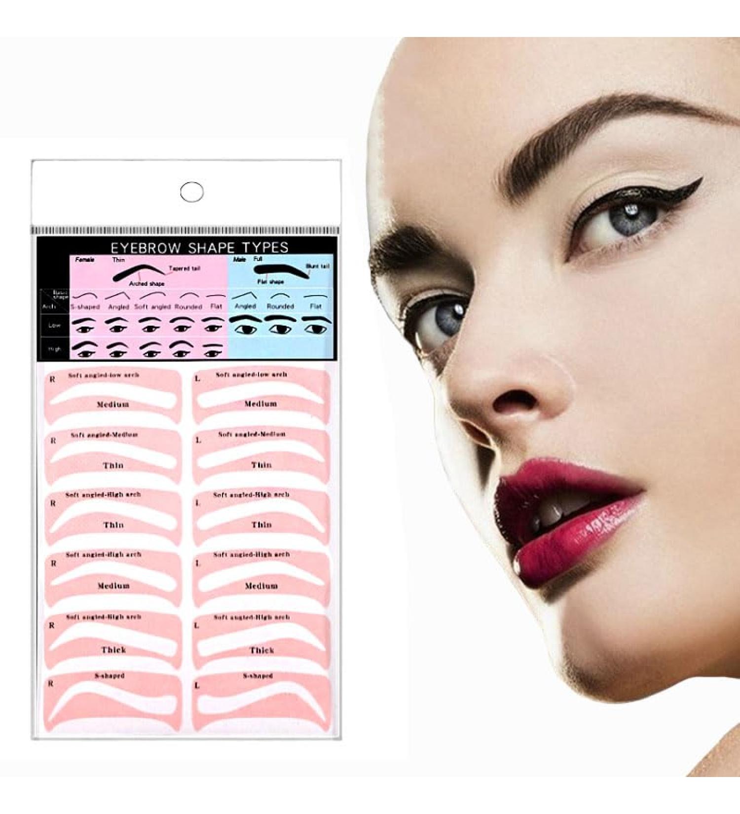 Buy 16 Sheets Eyebrow Stencil Kit - Quick 3-Minute Makeup Tool for Perfect Brows - Eyebrow Stamp Template with Strap - Buy Online on GoSupps.com