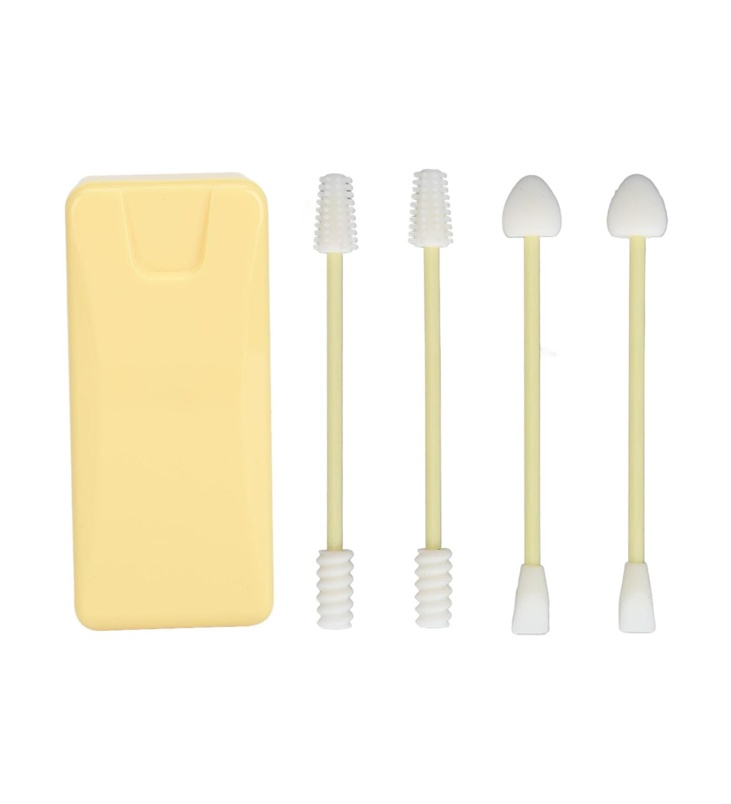 Reusable Silicone Cotton Swabs Environmentally Friendly Dual Tipped Ear and Beauty Care Set Yellow - Buy Online on GoSupps.com