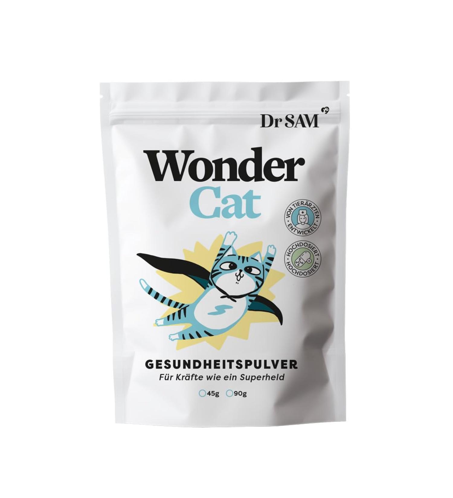 Dr. Sam Health Powder for Cats - Natural Dietary Supplement for Joints Gut Stress & Skin Care - Wondercat 45g - Buy Online on GoSupps.com