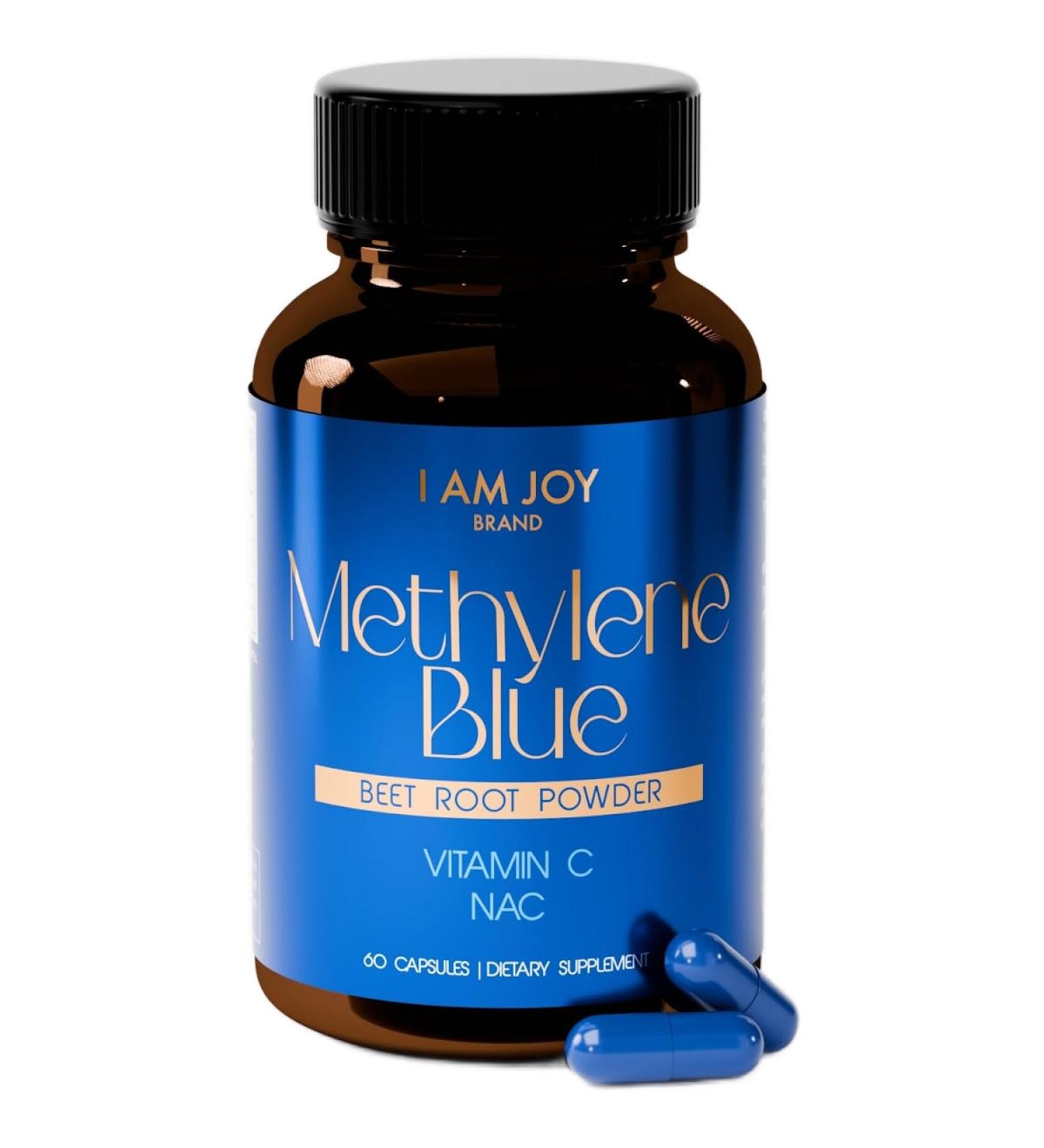 Methylene Blue Capsules (USP Pharma Grade) with NAC for Antioxidant Support Vitamin C for Absorption Beet Root for Blood Flow Cognitive Brain Boost Memory Focus & Energy 60ct - Buy Online on GoSupps.com