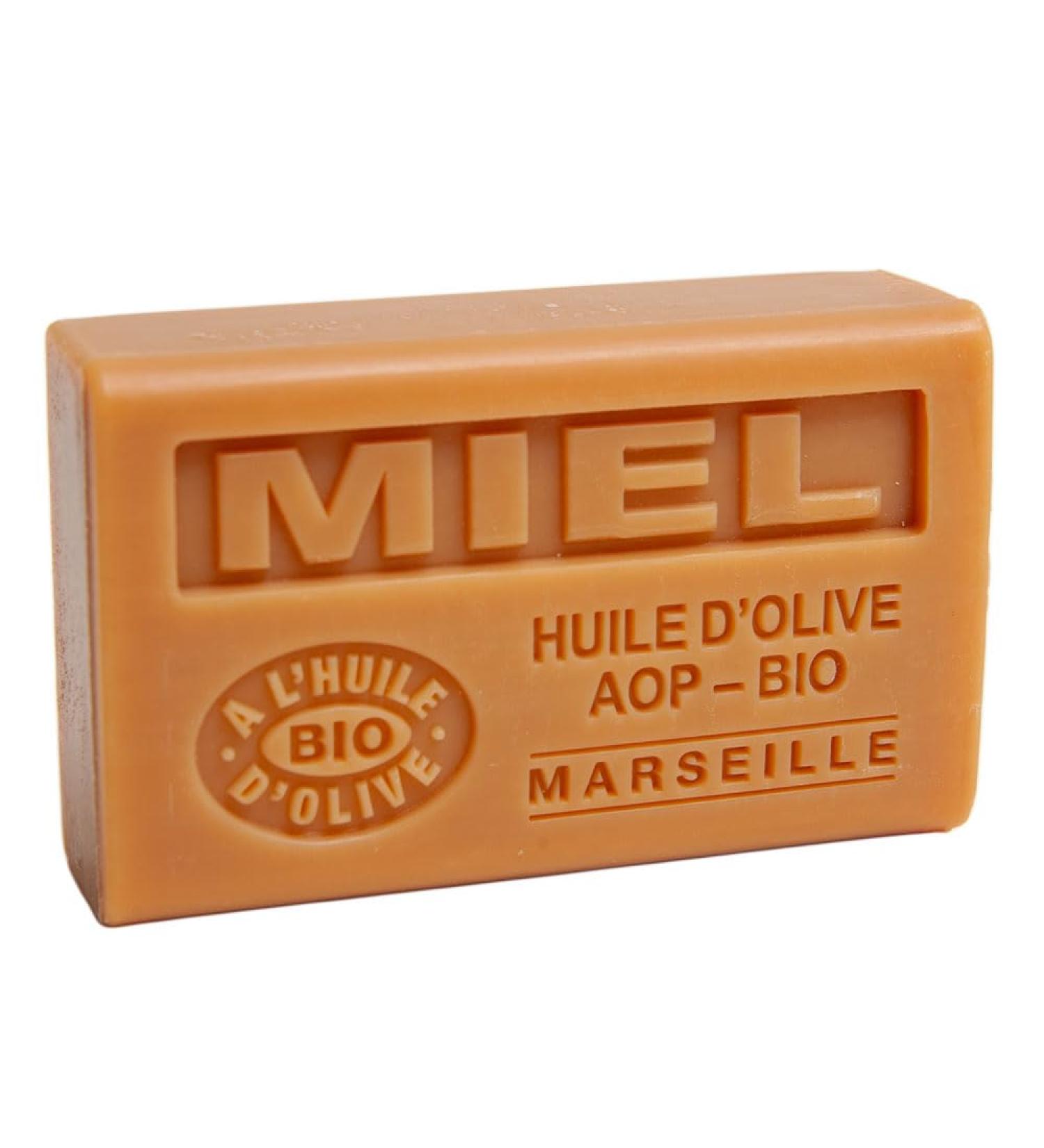Savon de Marseille - Nourishing French Soap Made With Pure Organic Olive Oil and Shea Butter - Honey Fragrance - 125 Gram Bar