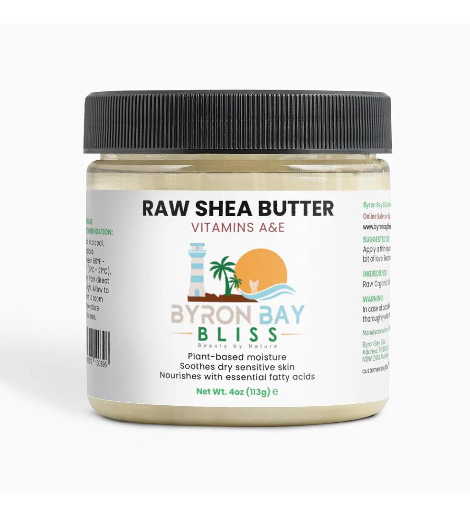 Raw Organic Shea Butter for Skin & Hair 100% Pure Unrefined Moisturizer with Vitamins A & E Deep Hydration for Dry & Sensitive Skin Unscented Natural Body Butter Face Hands & Hair 4 oz