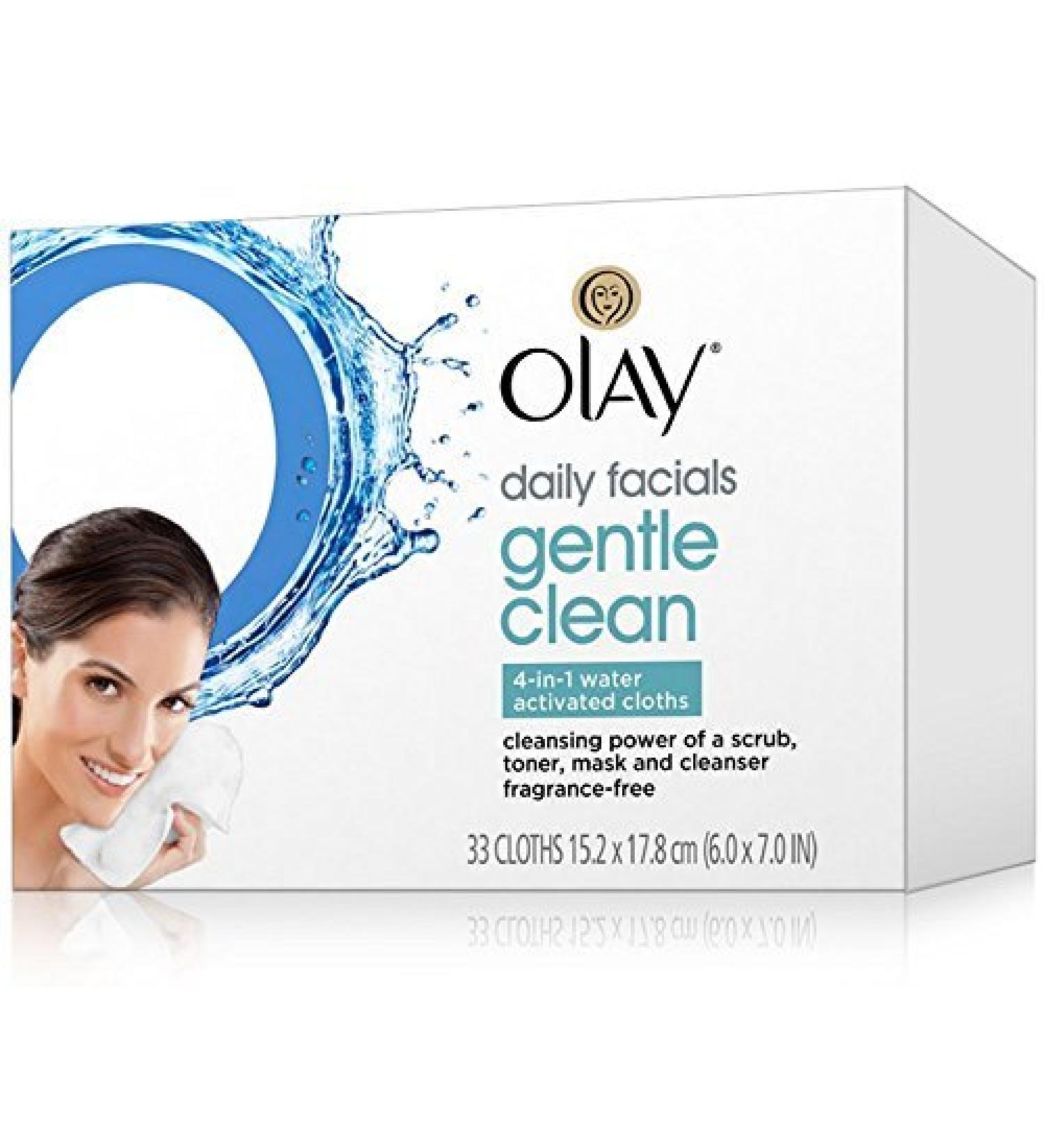 OLAY Daily Gentle Clean 5-in-1 Water Activated Cloths, 33 Ea (Pack of 6)