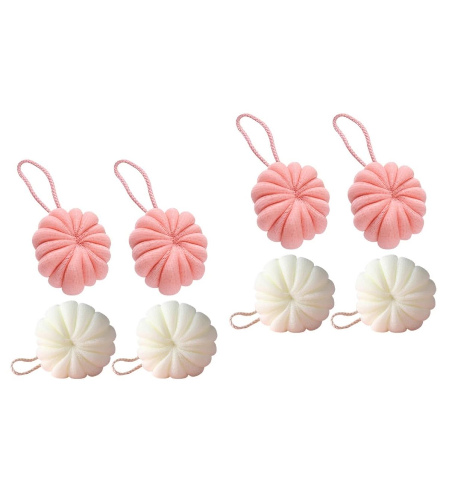 ABOOFAN 8 Pcs Pumpkin Bath Flowers | Cute Loofah Scrubber & Shower Puff for Kids | Skin-Friendly Bathing Sponge & Body Wash Essentials - Buy Online on GoSupps.com