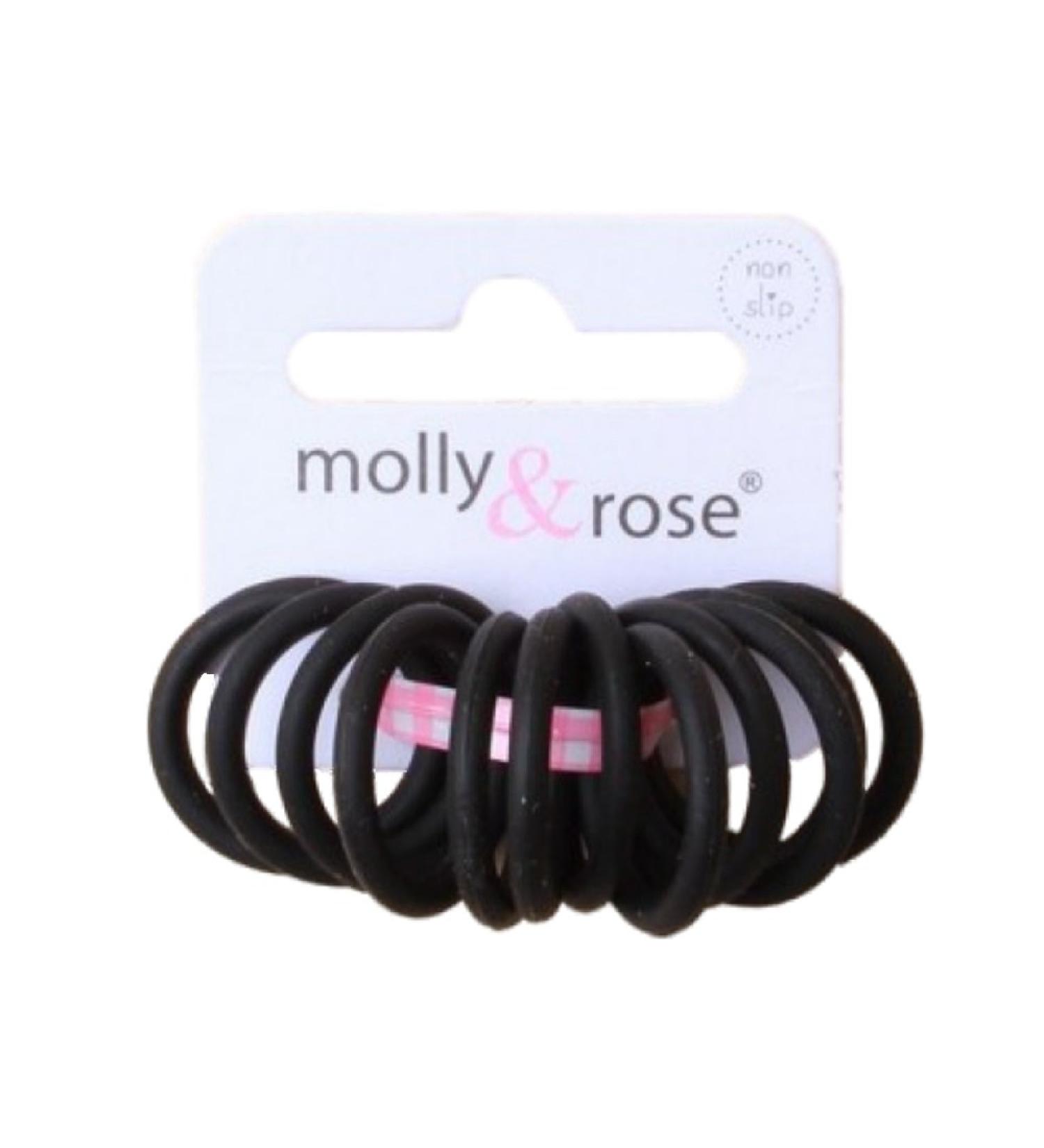 Set of 12 Black Mini Silicone Non Slip Hair Elastics Bobbles Bands