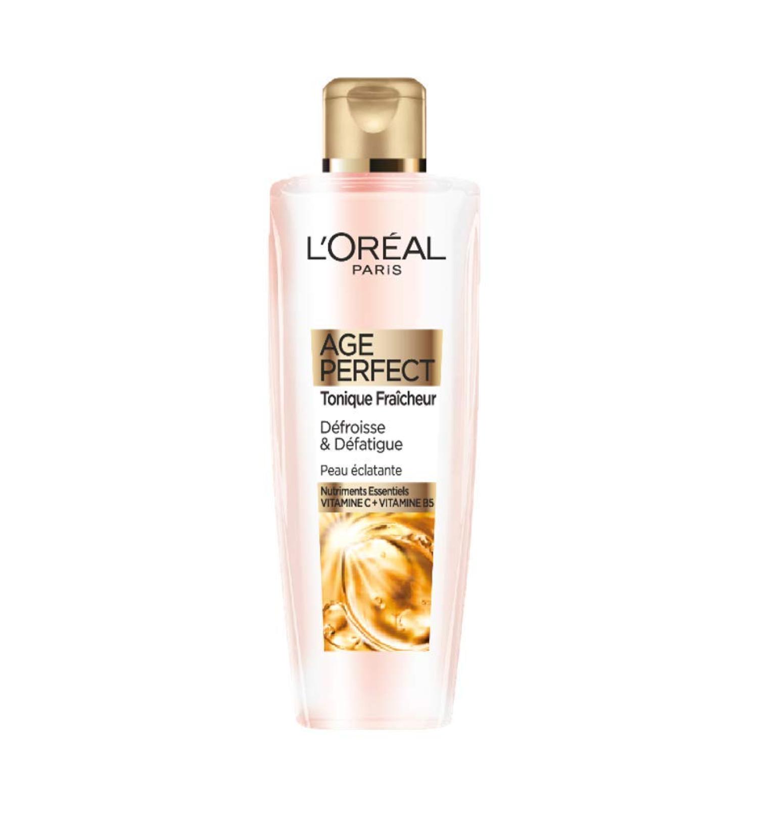 L'Oréal Paris - Fresh Toning Lotion - Smoothing, Anti-Fatigue & Fortifying - For Refreshed & Soft Skin - Enriched with Vitamin C & Vitamin B5 - Mature Skin - Age Perfect - 200 ml