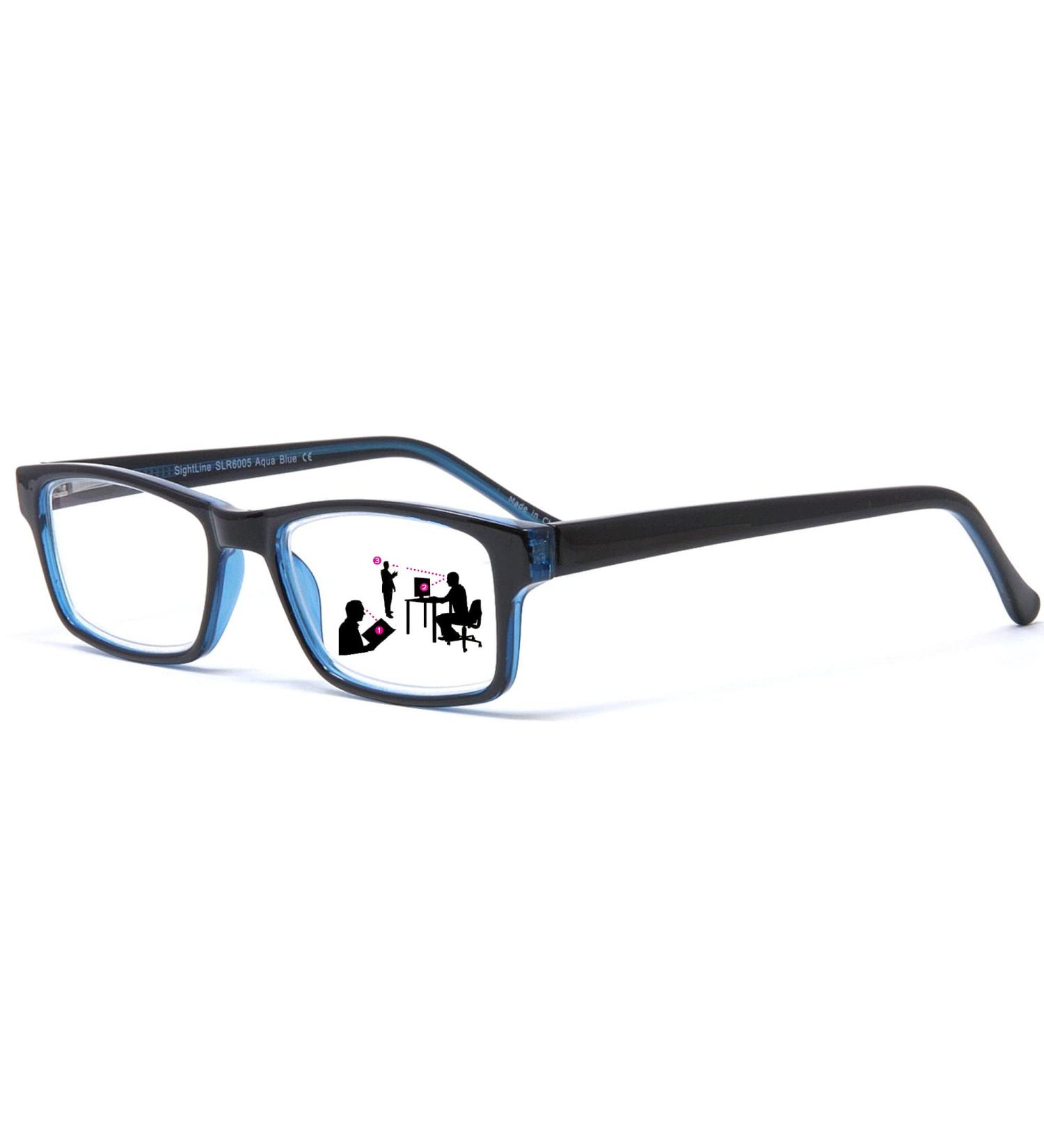 Sightline Multifocal Progressive Reading Glasses 6005 - 2.5x Fit for Men & Women - Blue - International Shipping Available - Buy Online on GoSupps.com