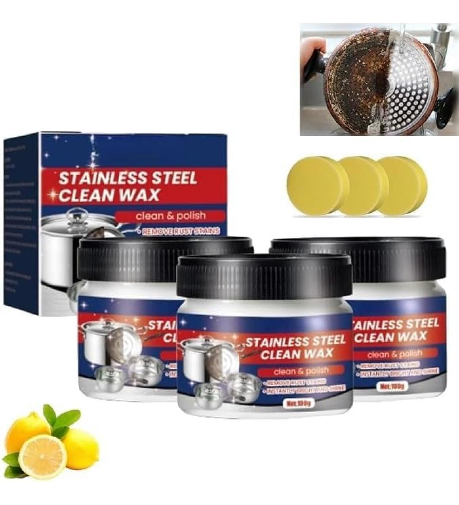 Stainless Steel Clean Wax | Magical Nano-Technology Cleaner & Polish - 3 in 1 (3 pcs) - Safe for All Surfaces - Buy Online on GoSupps.com