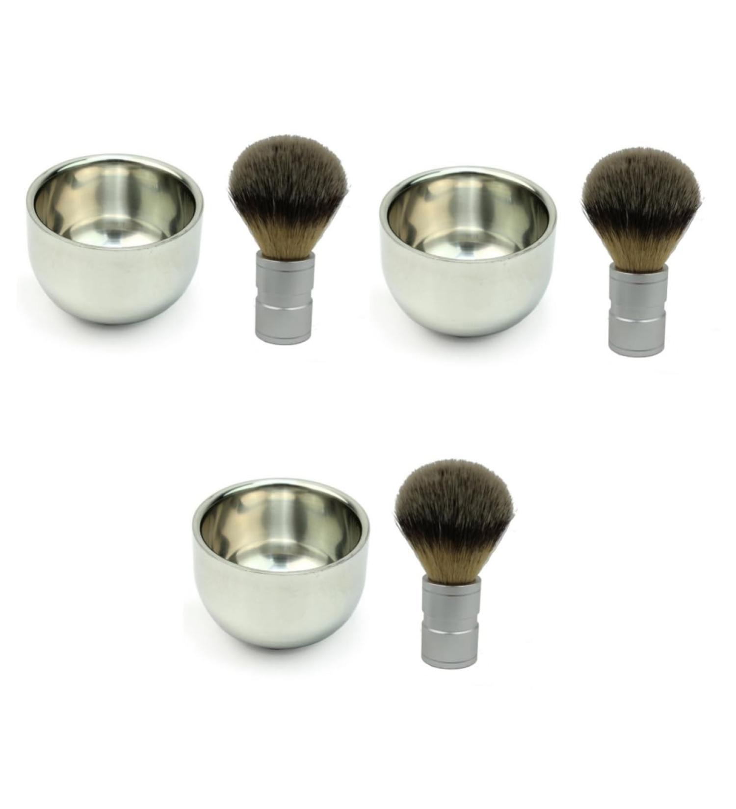 Alipis 3-Piece Men's Shaving Set - Stainless Steel Shaving Brush & Foam Cup - Travel-Friendly Beard Grooming Kit - Buy Online on GoSupps.com