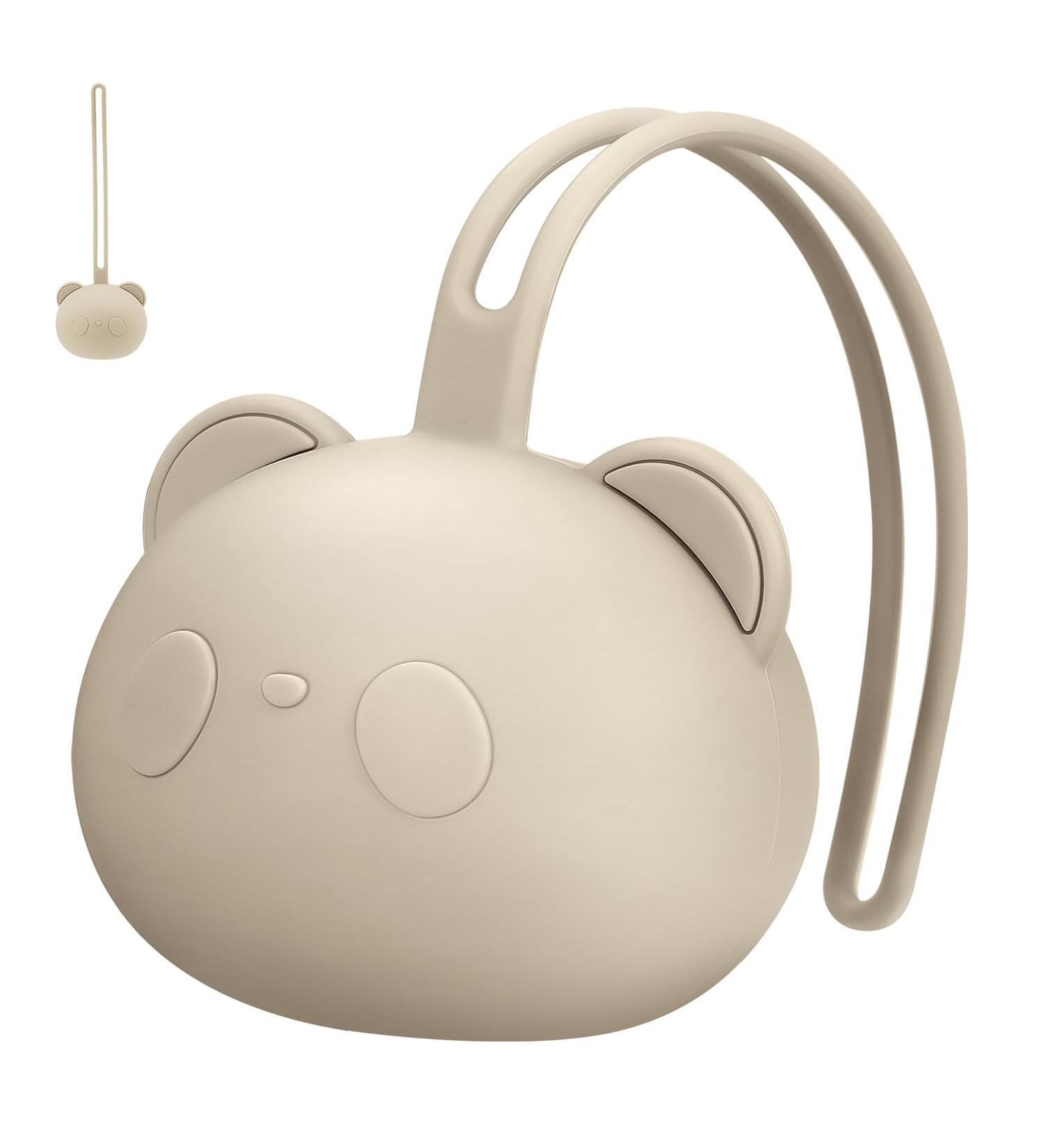 Airfish BPA-Free Silicone Pacifier Box - Baby Bear Travel Storage Case & Holder in Beige - Buy Online on GoSupps.com