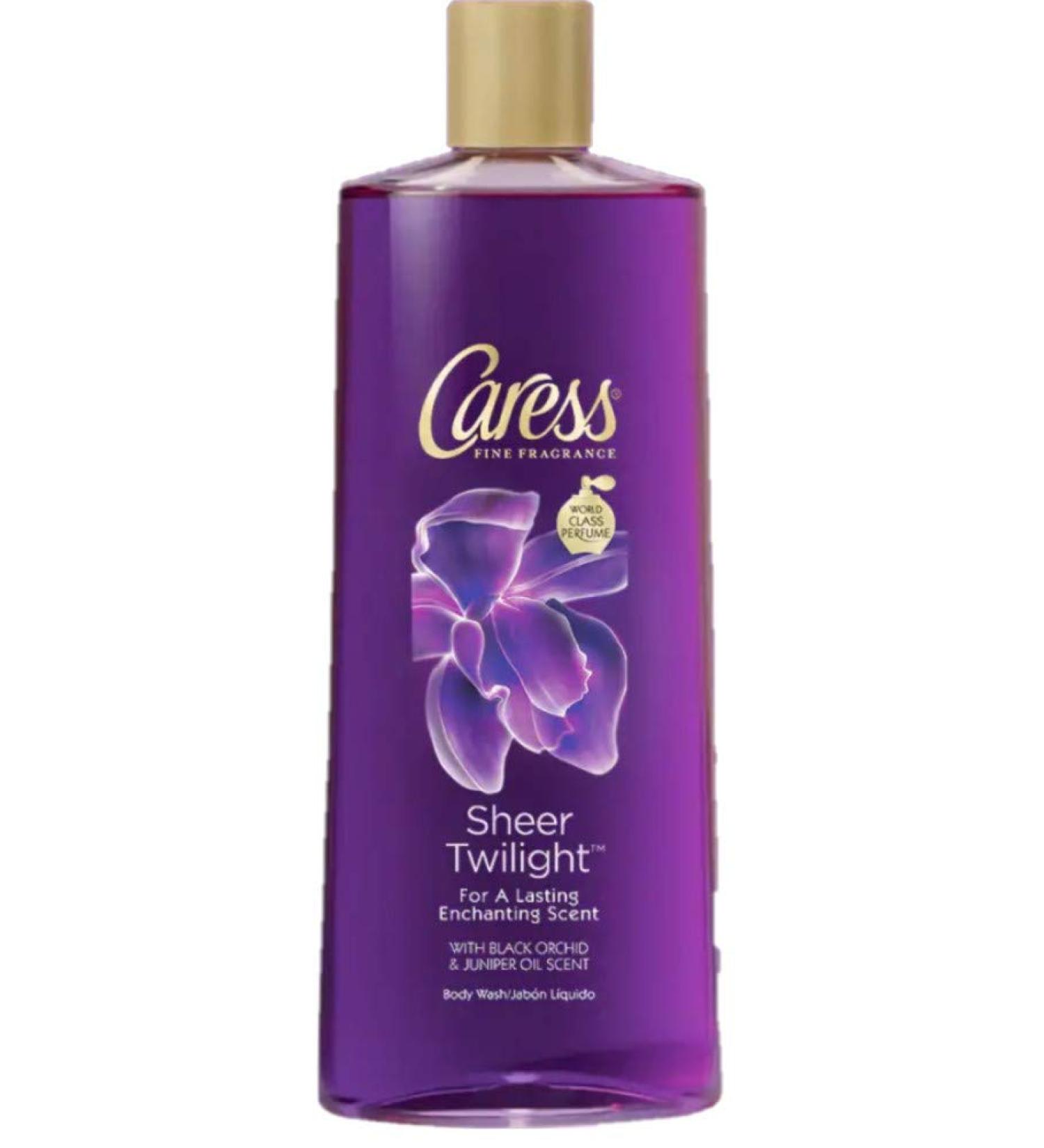 Caress Body Wash Sheer Twilight Black Orchid & Juniper Oil Scent 18 oz (Pack of 4)