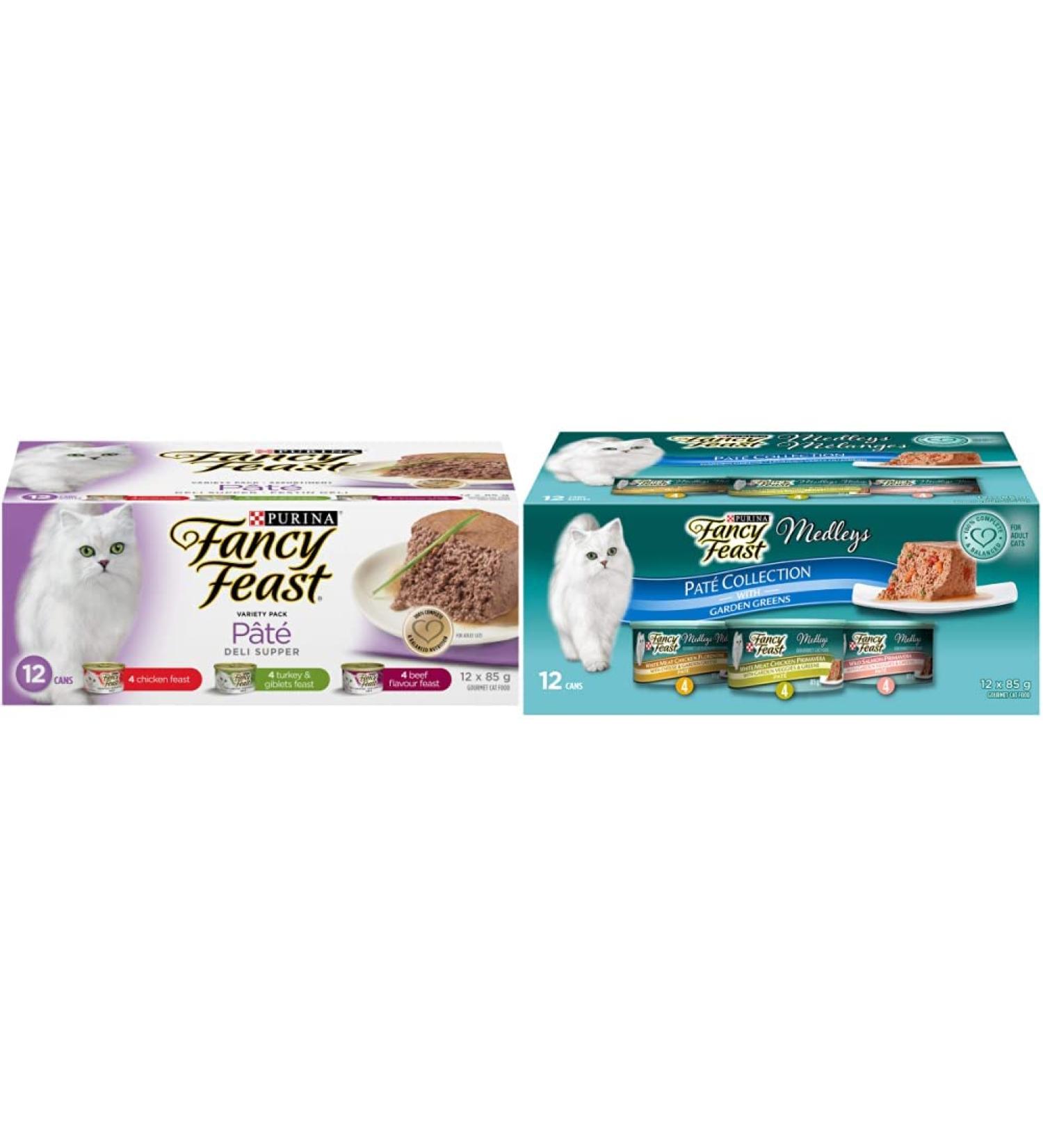 Fancy Feast Wet Cat Food Bundle: Deli Supper P t Variety Pack + Medleys Pat Variety Pack (24 Cans) - Buy Online on GoSupps.com