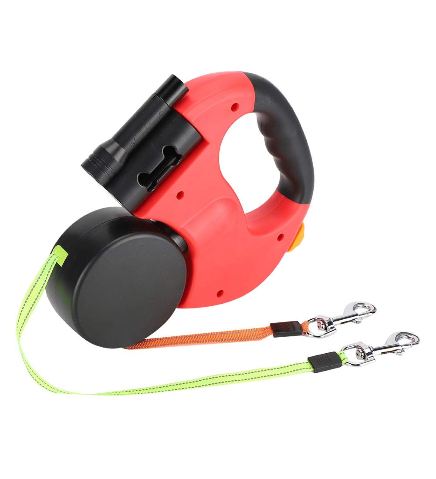 3M Double Retractable Dog Leash with LED Light - Flexible Roller Leash for Two Dogs (Red) | International Shipping Available - Buy Online on GoSupps.com