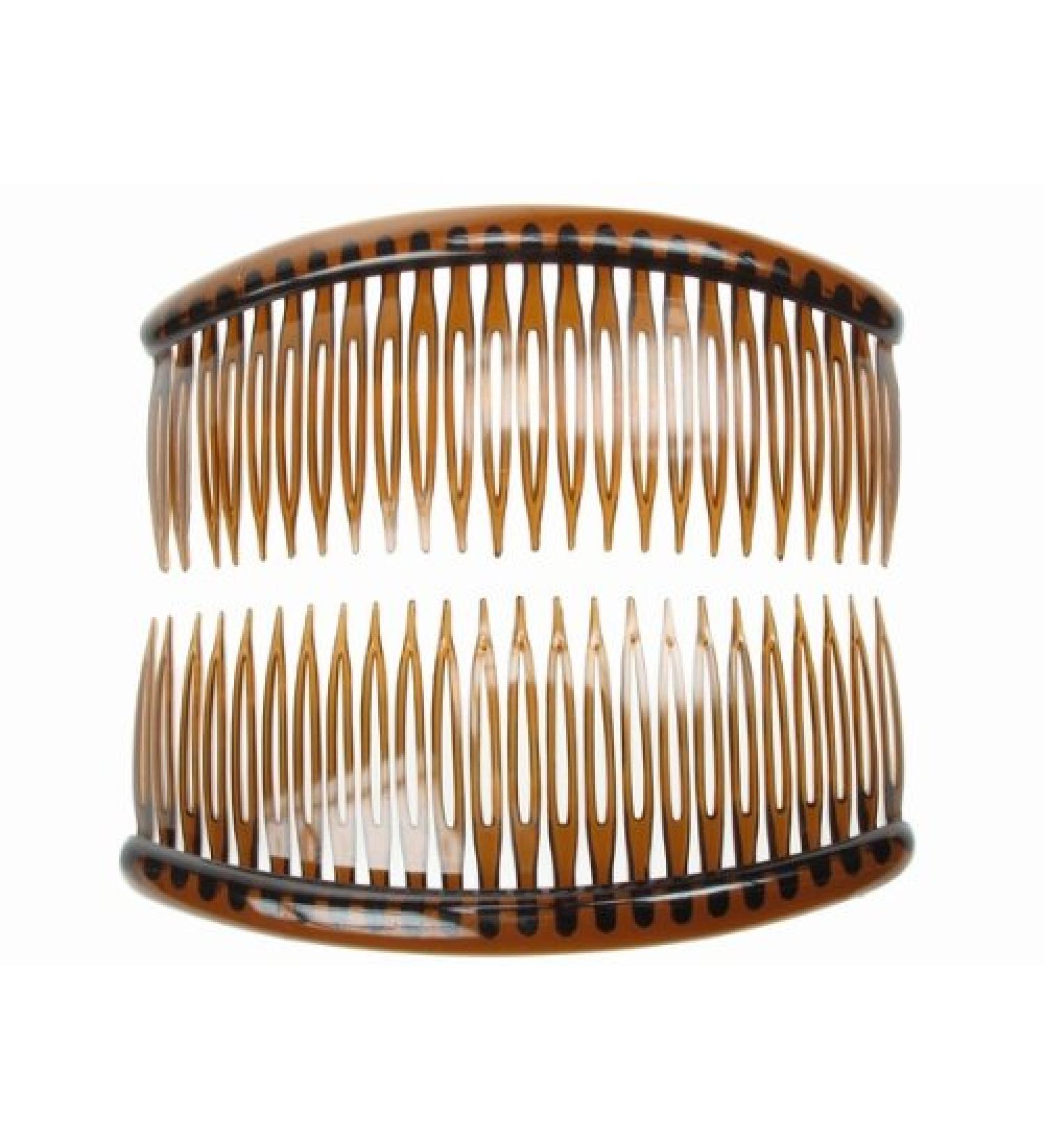 2 Pack of Large Tort Brown 12cm Plain French Side Hair Combs Slides Grips Clips Hair Accessories for Women Girls by Glitz4Girlz