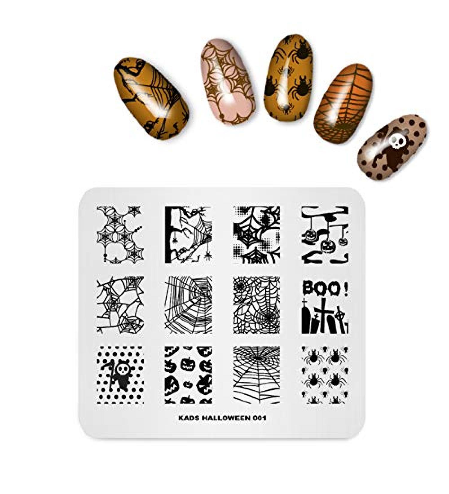 Alexnailart Halloween Nail Stamping Plate - Spider, Spider Web, Grimace Pumpkin Patterns | Manicure DIY Art Tool - Buy Online on GoSupps.com