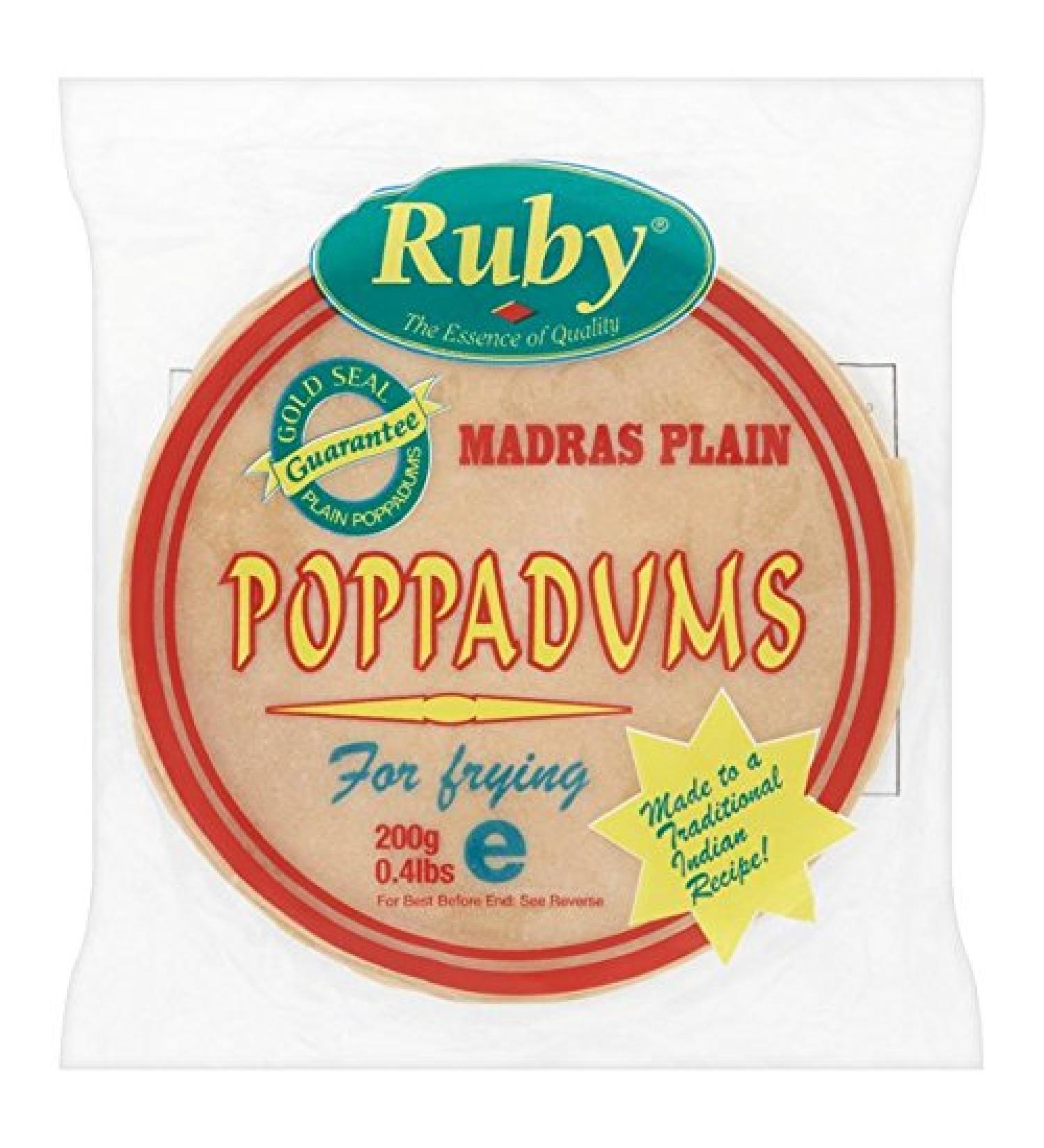 Ruby Ruby Poppadums unis Madras 200 g