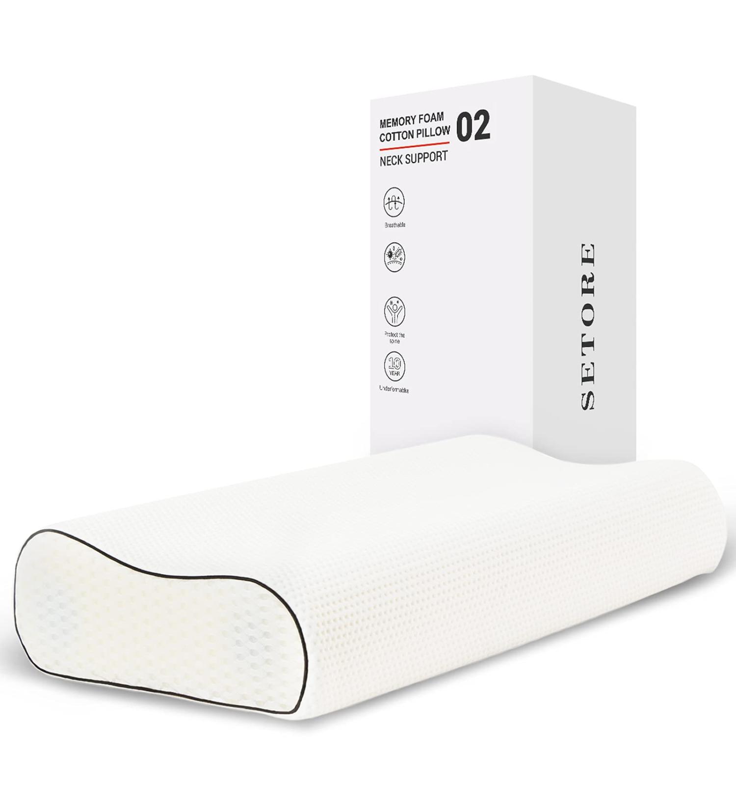 DREAMSIR SETORE Extra Firm Contour Pillow for Neck Support - Orthopedic Pain Relief for Shoulder & Neck - Ergonomic Tencel Bed Pillow for Stomach, Back & Side Sleepers - Queen Size - Buy Online on GoSupps.com