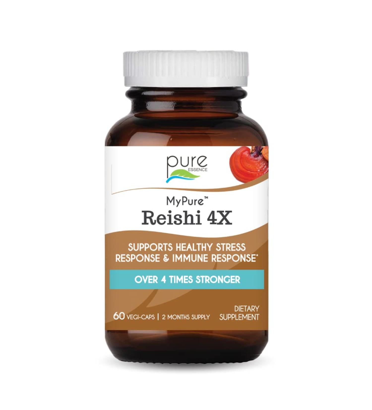 PURE ESSENCE LABS MyPure Reishi 4X Organic Mushrooms Supplement - 100% Real Mushroom Extract for Immune Support, Stress Relief, Build Energy (60 Capsules) 60 Count (Pack of 1) - Buy Online on GoSupps.com