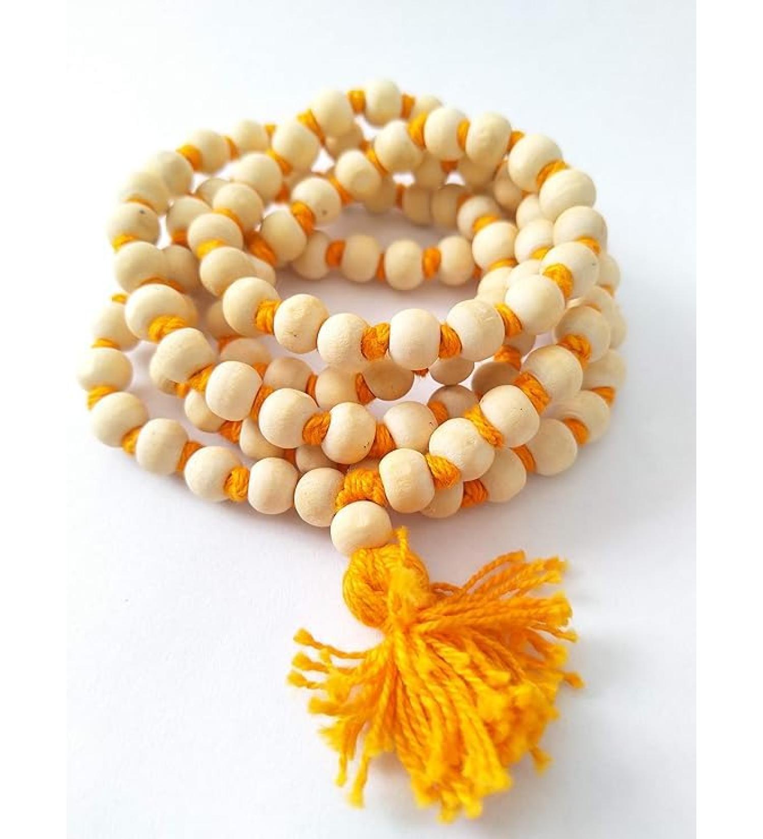 Generic Neem Japa Mala for Meditation Worship (Pack of 1) Off White