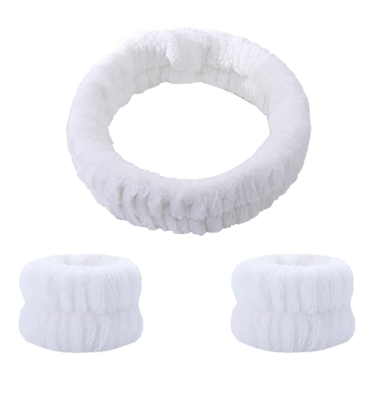 Plush Hair Band Cosmetic Makeup Washing Face Shower Spa Elastic Hair Hoop White - Buy Online on GoSupps.com
