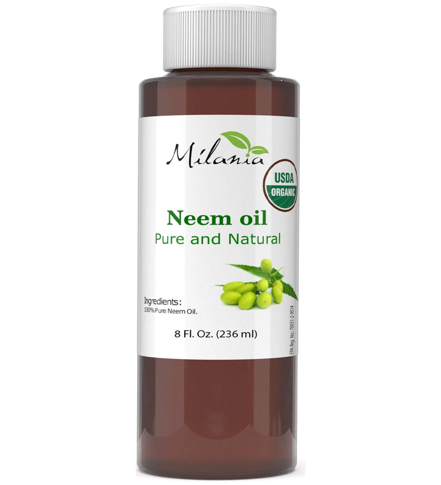 Milania Premium Organic Neem Oil 8 oz. - 100% Pure Cold Pressed Virgin Unrefined Grade A - Excellent Quality - Buy Online on GoSupps.com