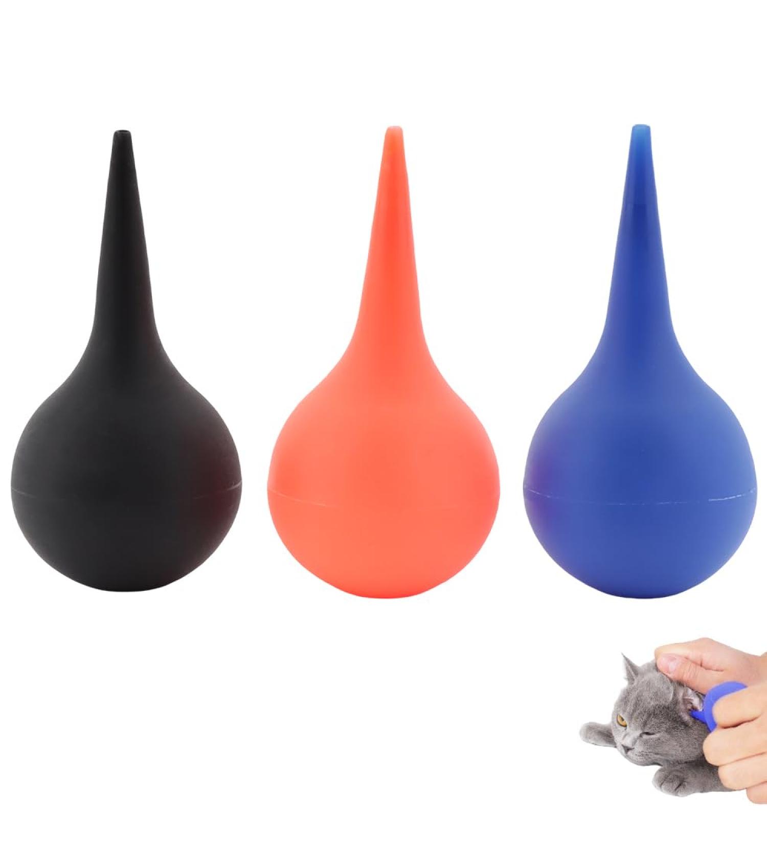 TWZKXC 3 Pcs Manual Fluid Suction Device for Pet Rubber Ear Washing Squeeze Bulb Ear Washing Removal Tool Ear Wax Removal Pet Earwax Cleaning(Black Red Blue) - Buy Online on GoSupps.com