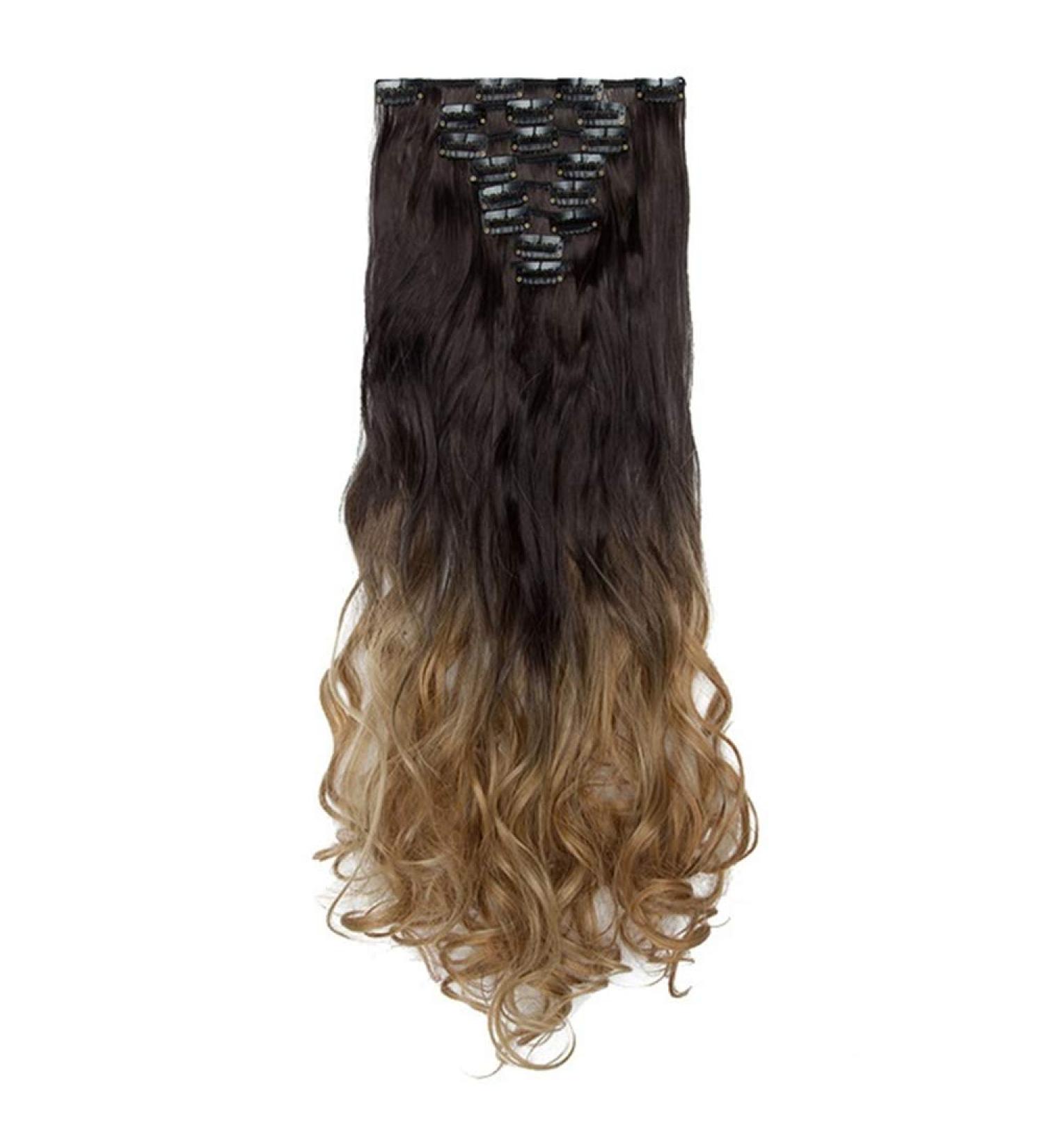24 Inch Clip-In Hair Extensions - 8pcs Synthetic Wig with High Temperature Fiber | Long Luxurious Clip-Ons - Buy Online on GoSupps.com