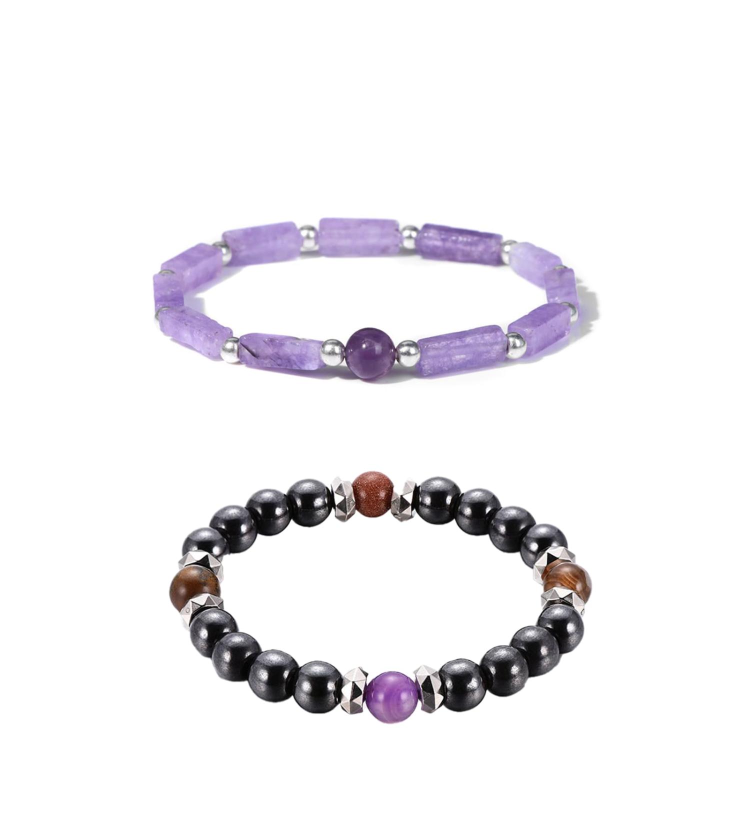 Tecki Amethyst Magnetic Bracelets - Stretch Anti-Fatigue Jewelry for Healthy Living | Durable Gift for Friends & Family - Buy Online on GoSupps.com