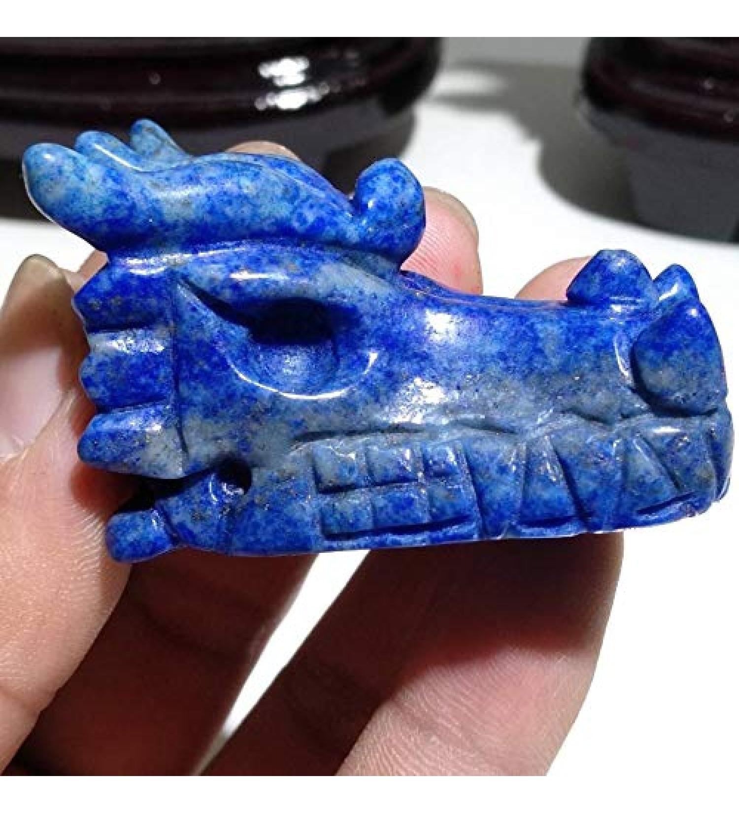 Natural Crystal Rough 1 Piece Natural Lapis Lazuli Hand Carved Dragon Skull Crystal Stones - Buy Online on GoSupps.com