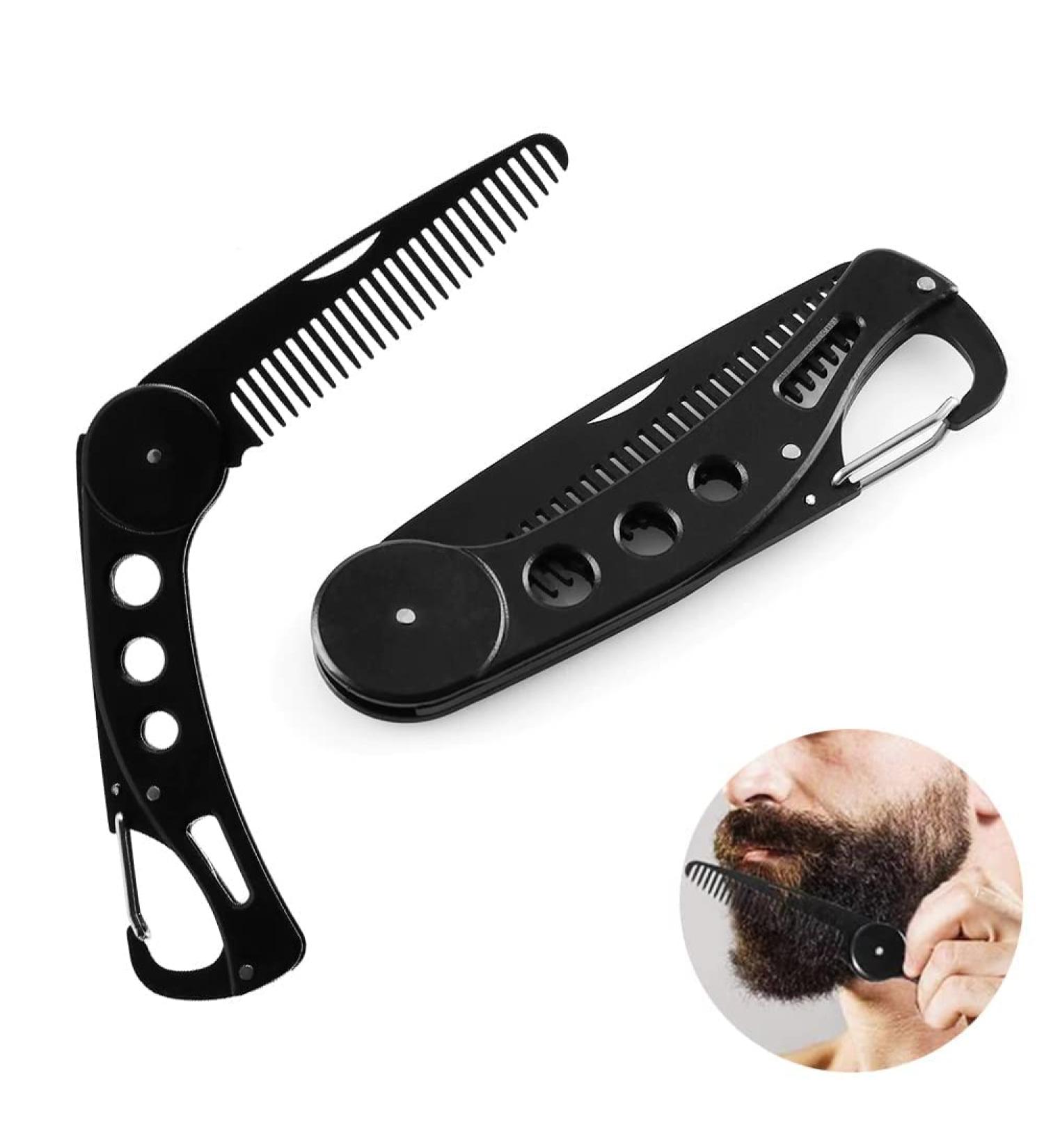 BoGoo Beard Hair Stainless Steel Comb - Folding Beard Pocket Comb Hair Styling Comb for Men for Hair Beards Mustache Mens Grooming Comb - Buy Online on GoSupps.com